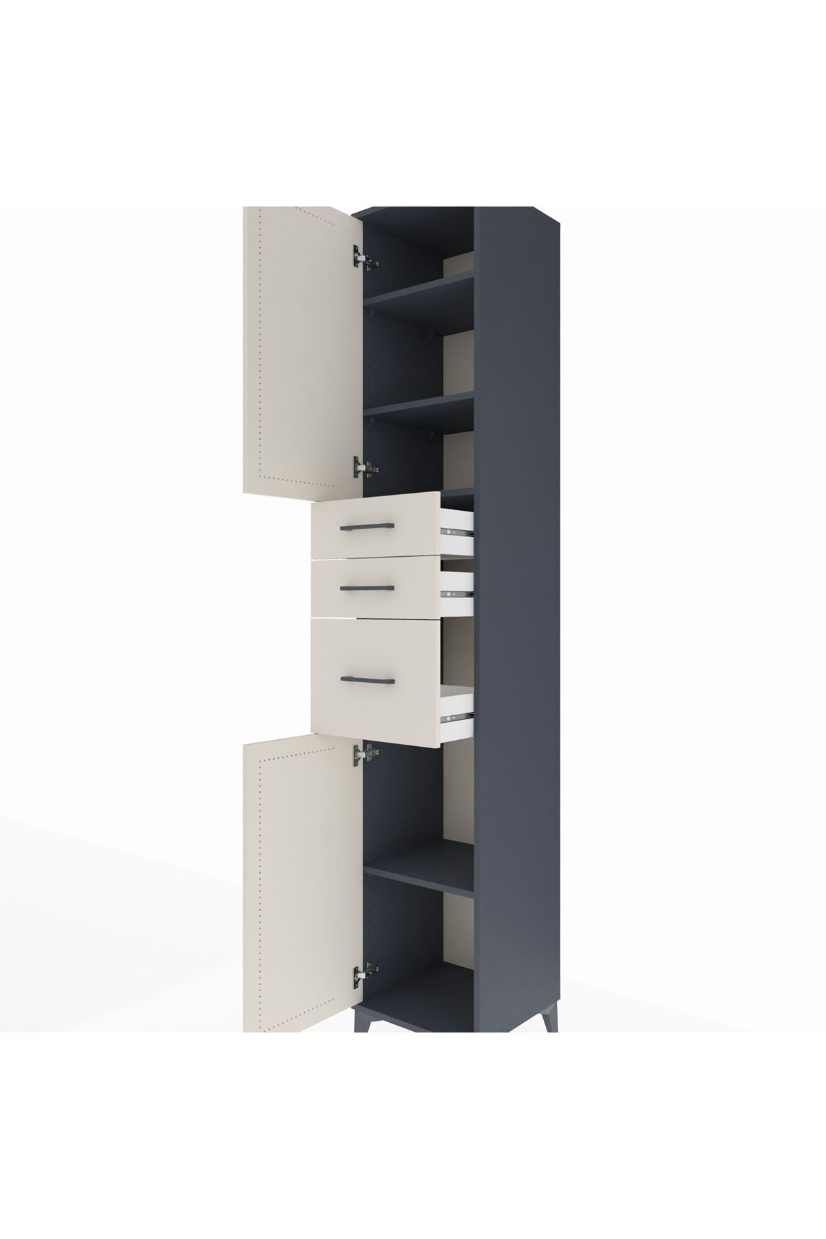 Hyperion Dolap 4 Raflı 3 Çekmeceli 2 Kapaklı 44x44x243 - S64M120V4B