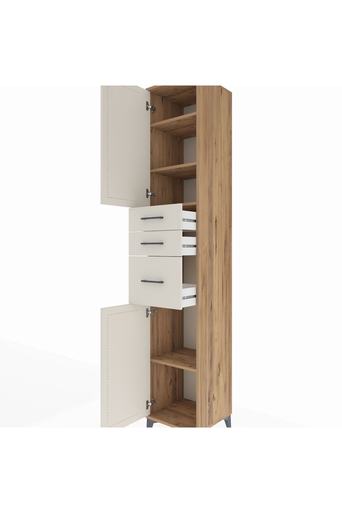 Hyperion Dolap 4 Raflı 3 Çekmeceli 2 Kapaklı 44x44x243 - S64M120V7B