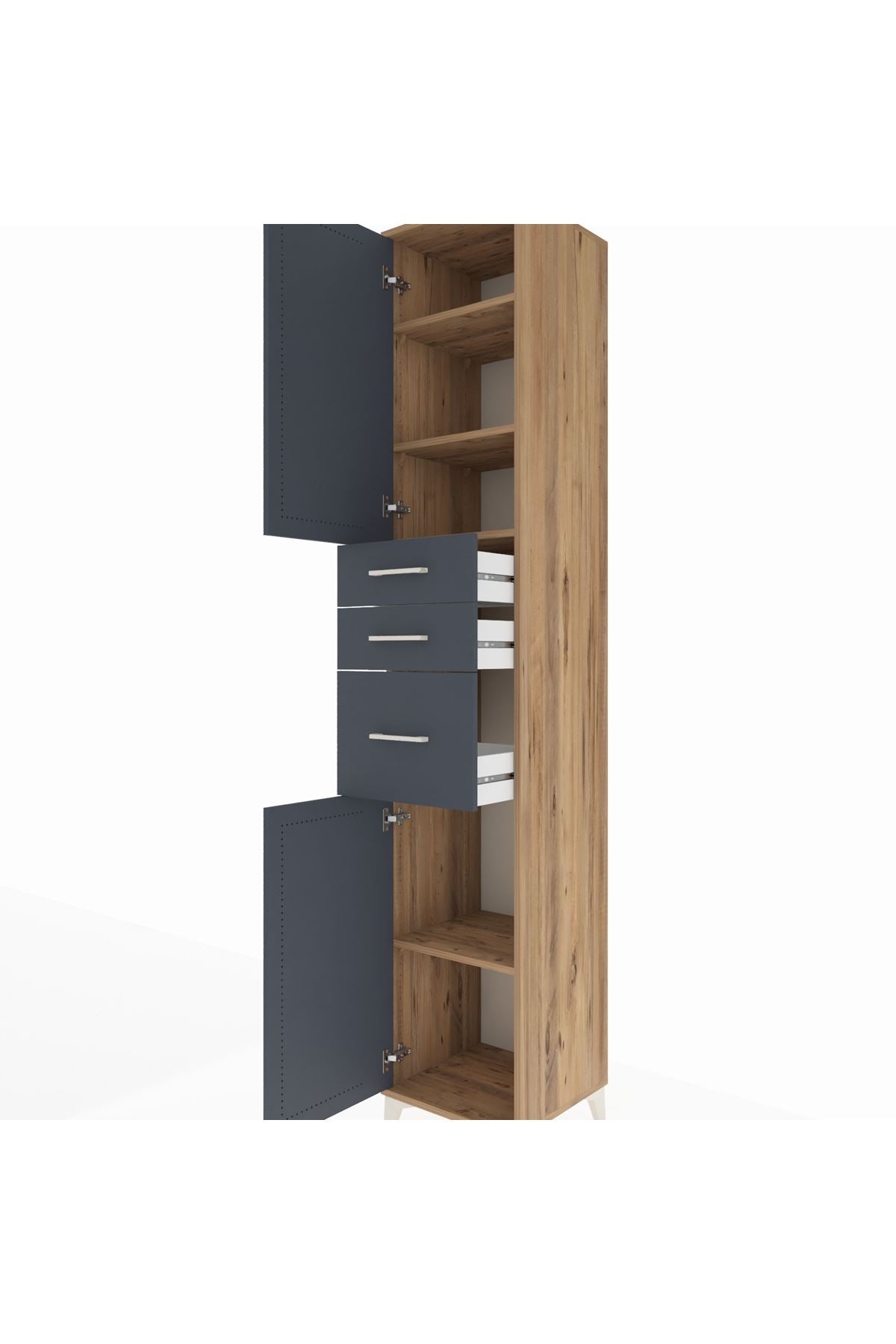 Hyperion Dolap 4 Raflı 3 Çekmeceli 2 Kapaklı 44x44x243 - S64M120V8B