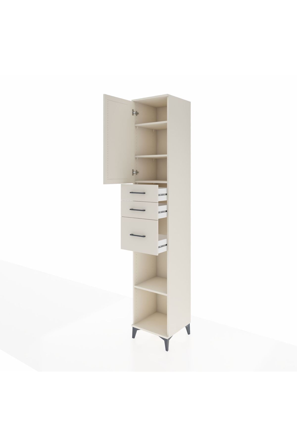 Hyperion Dolap 4 Raflı 3 Çekmeceli Tek Kapaklı 44x44x243 - S64M121V1B