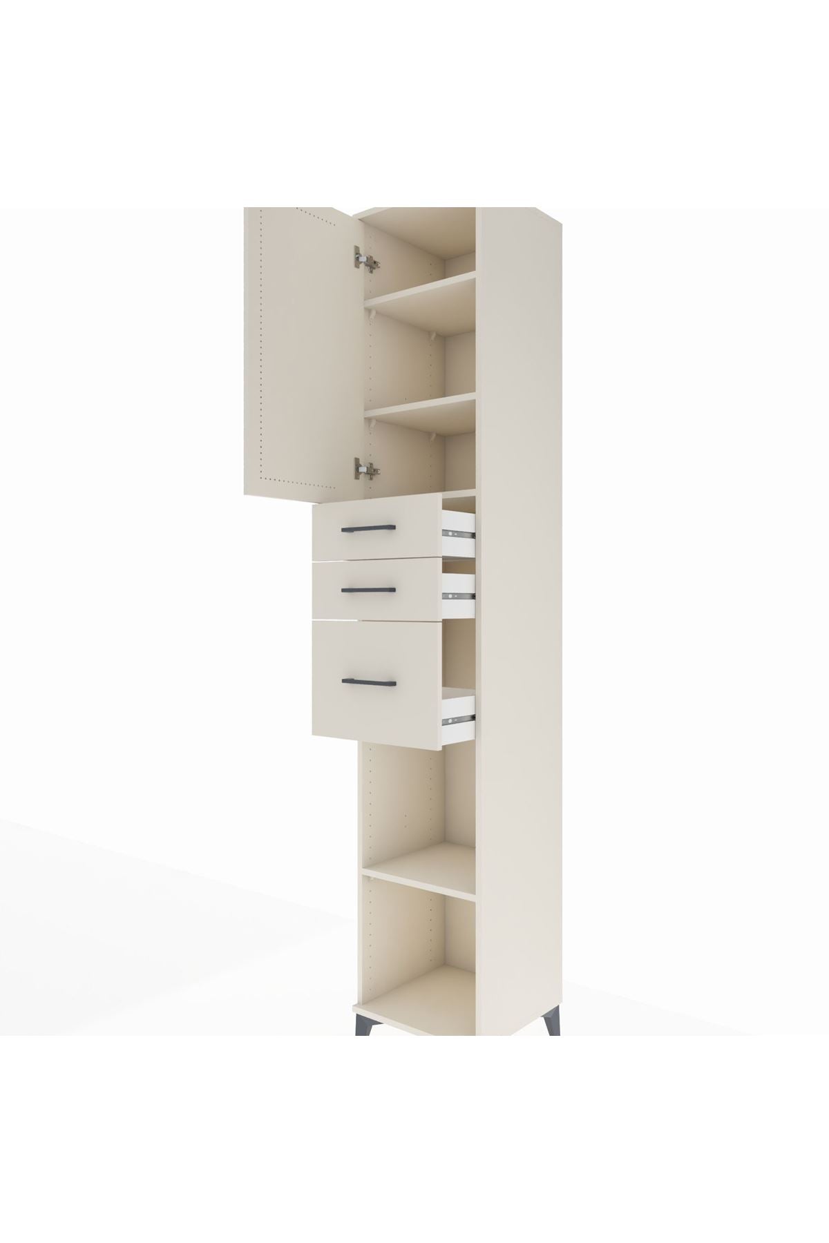 Hyperion Dolap 4 Raflı 3 Çekmeceli Tek Kapaklı 44x44x243 - S64M121V1B