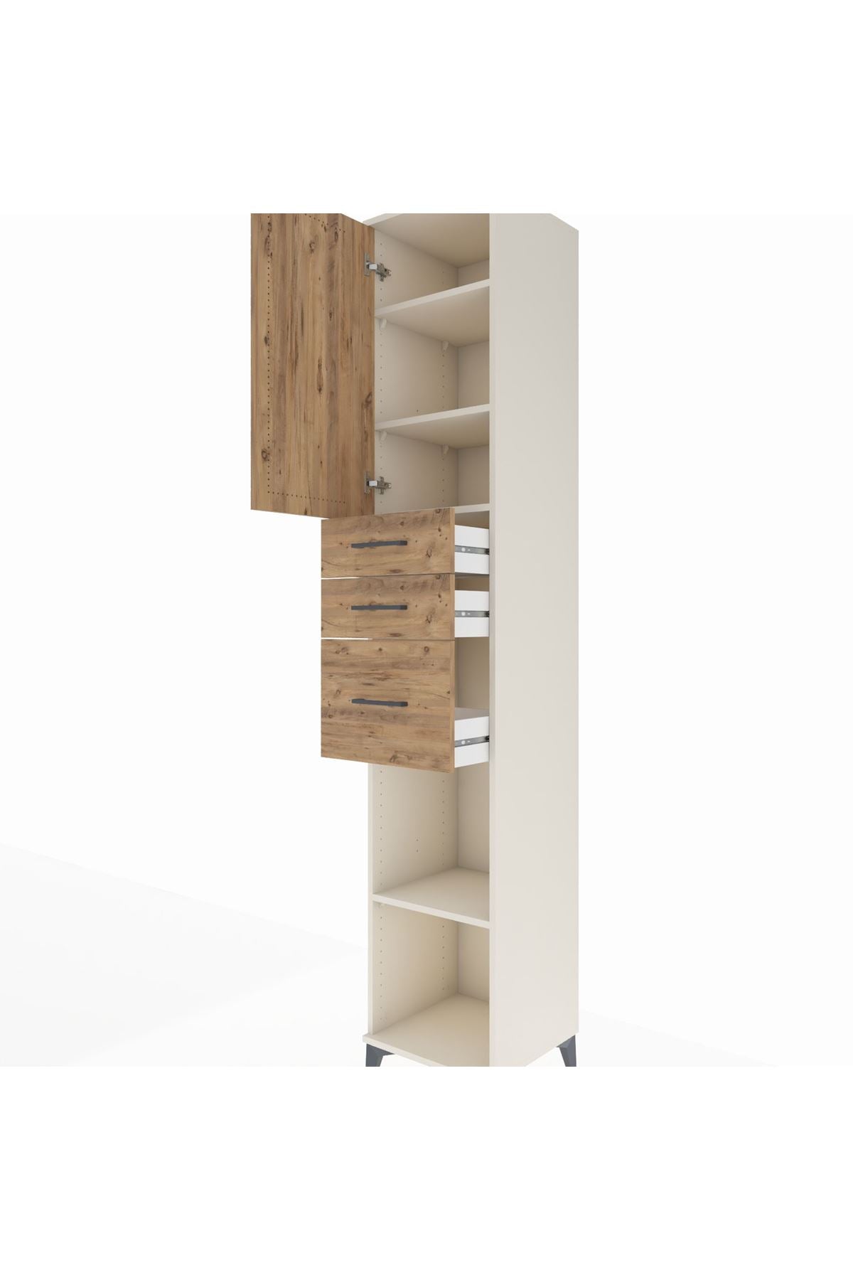 Hyperion Dolap 4 Raflı 3 Çekmeceli Tek Kapaklı 44x44x243 - S64M121V3B