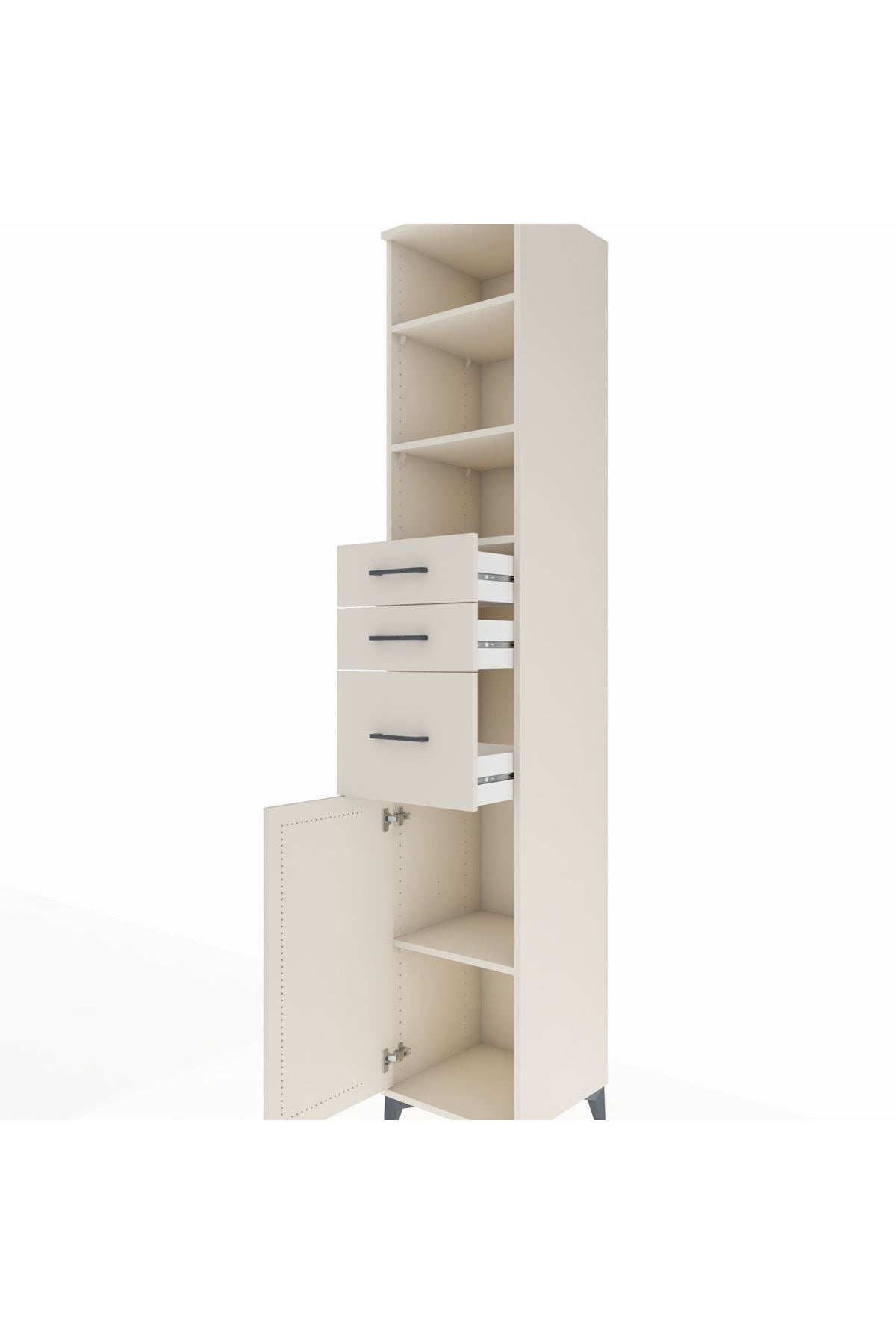Hyperion Dolap 4 Raflı 3 Çekmeceli Tek Kapaklı 44x44x243 - S64M122V1B