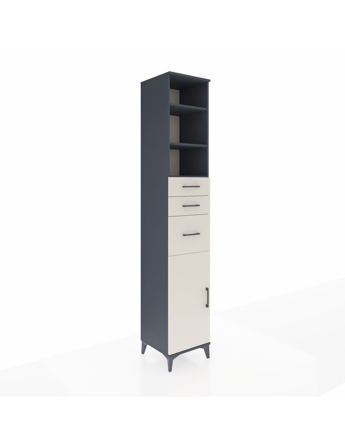 Hyperion Dolap 4 Raflı 3 Çekmeceli Tek Kapaklı 44x44x243 - S64M122V4B