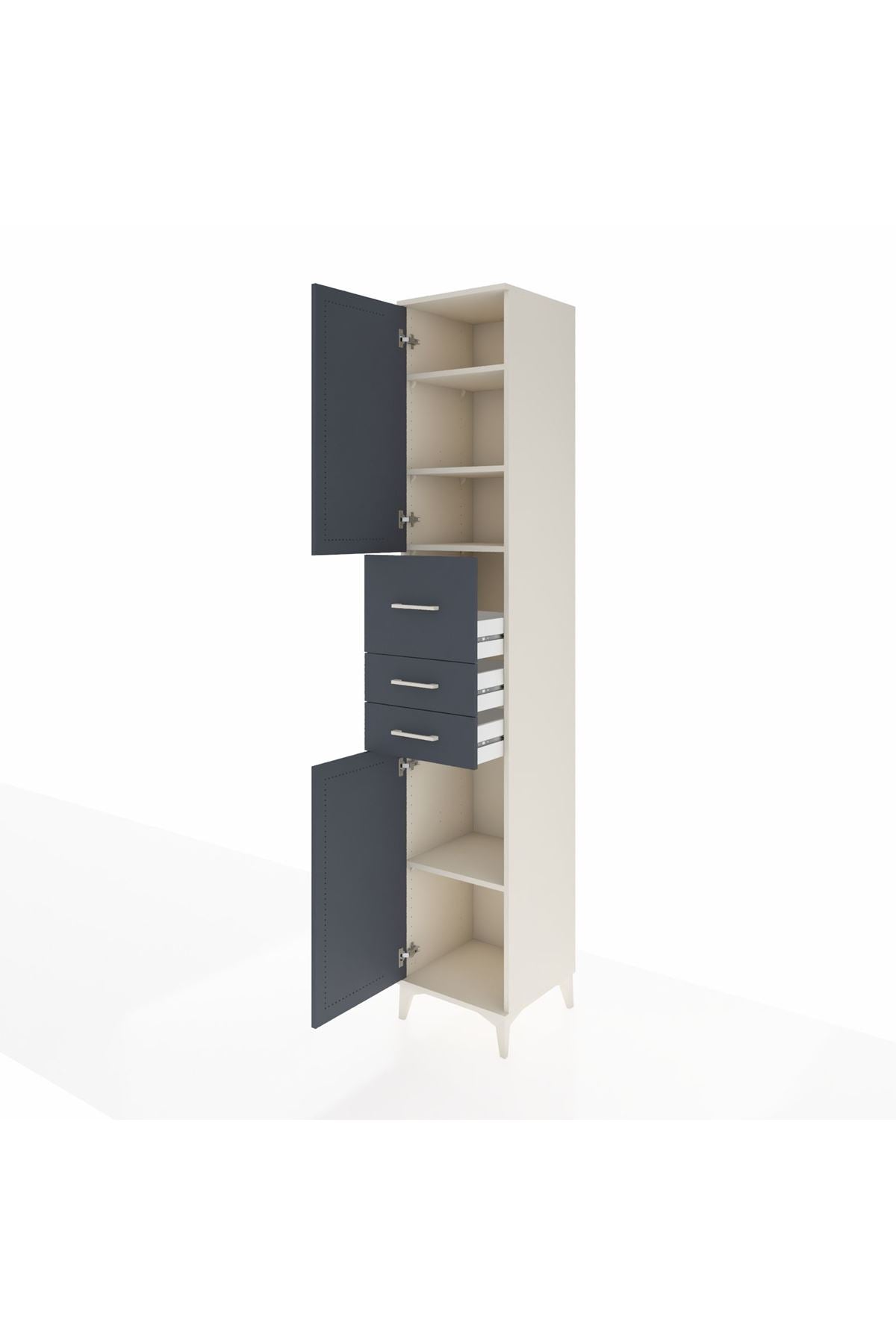 Hyperion Dolap 4 Raflı 3 Çekmeceli 2 Kapaklı 44x44x243 - S64M124V2B