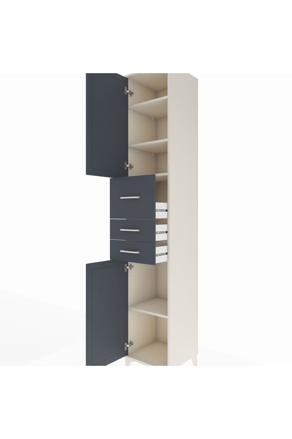 Hyperion Dolap 4 Raflı 3 Çekmeceli 2 Kapaklı 44x44x243 - S64M124V2B