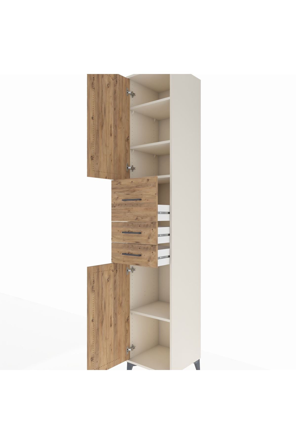 Hyperion Dolap 4 Raflı 3 Çekmeceli 2 Kapaklı 44x44x243 - S64M124V3B