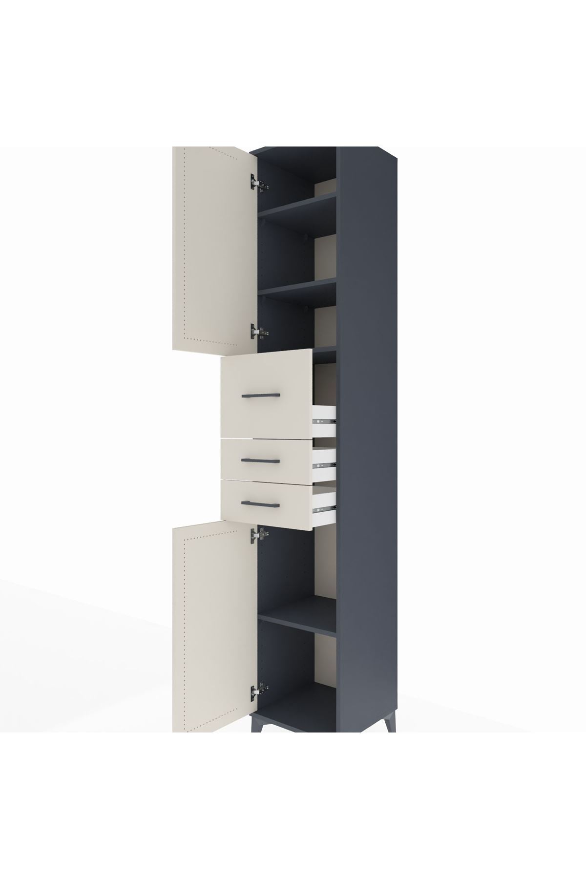 Hyperion Dolap 4 Raflı 3 Çekmeceli 2 Kapaklı 44x44x243 - S64M124V4B