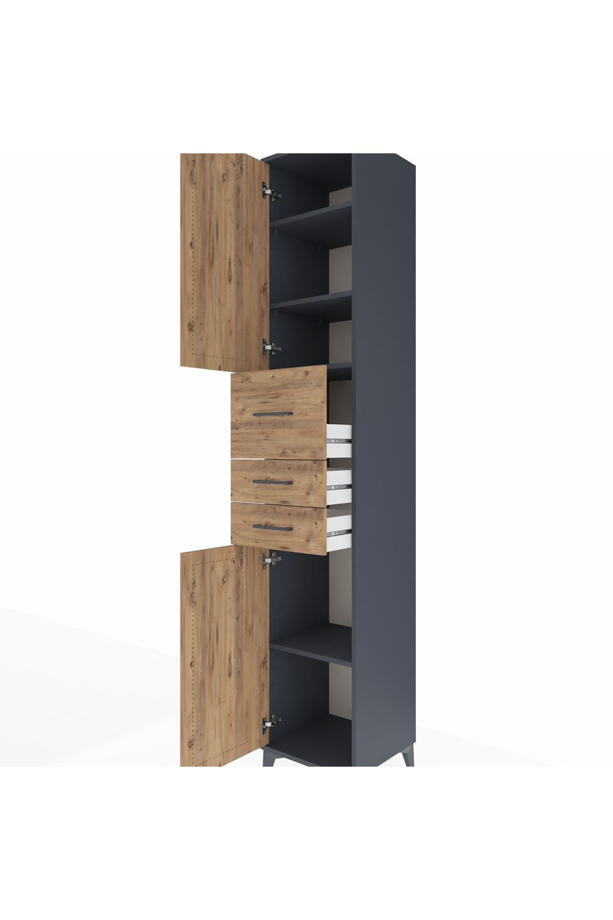 Hyperion Dolap 4 Raflı 3 Çekmeceli 2 Kapaklı 44x44x243 - S64M124V6B