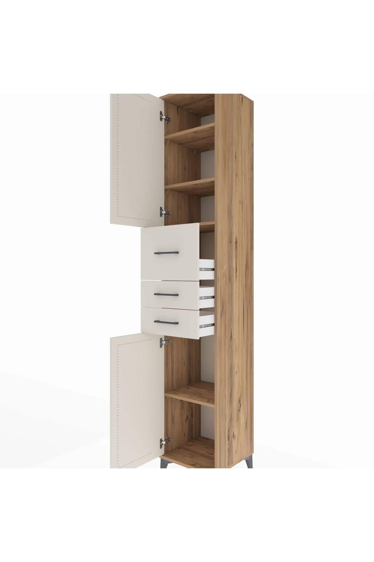 Hyperion Dolap 4 Raflı 3 Çekmeceli 2 Kapaklı 44x44x243 - S64M124V7B