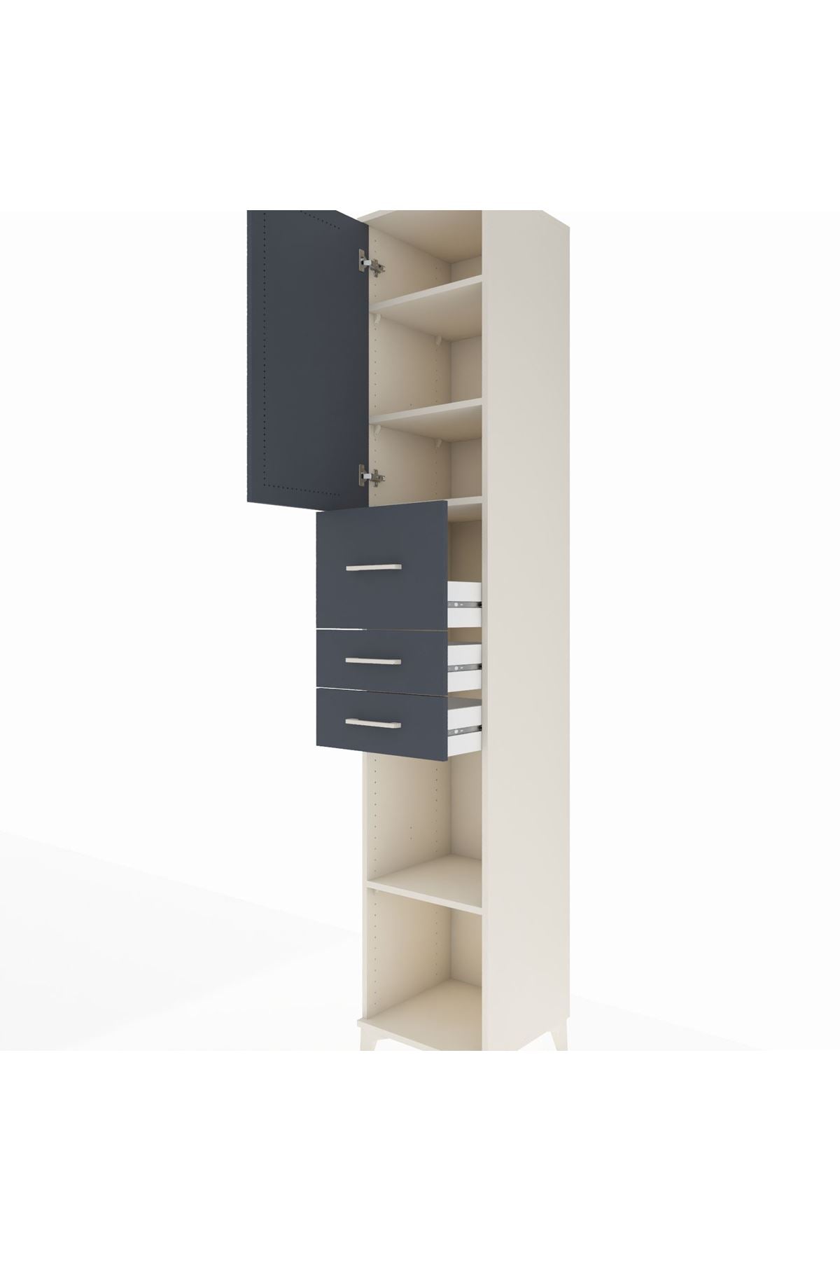 Hyperion Dolap 4 Raflı 3 Çekmeceli Tek Kapaklı 44x44x243 - S64M125V2B