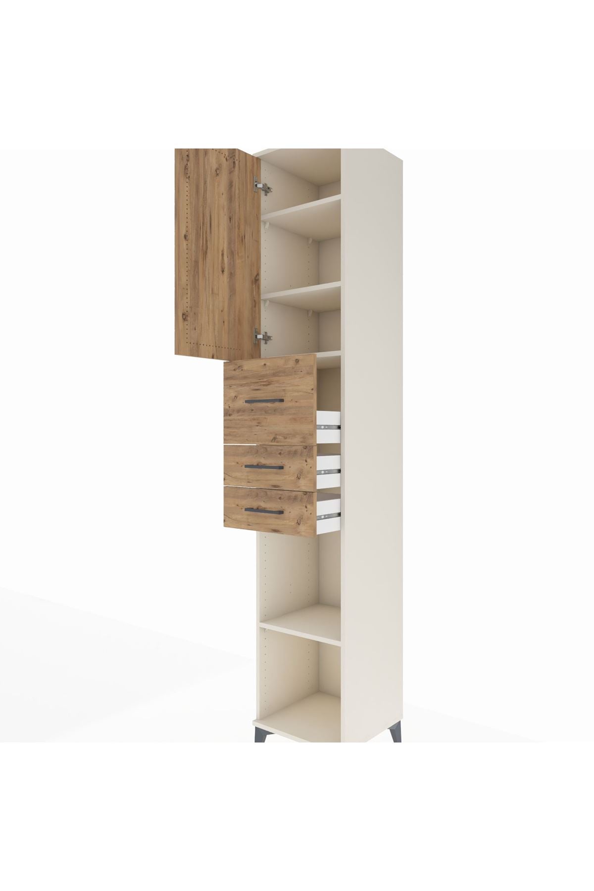 Hyperion Dolap 4 Raflı 3 Çekmeceli Tek Kapaklı 44x44x243 - S64M125V3B