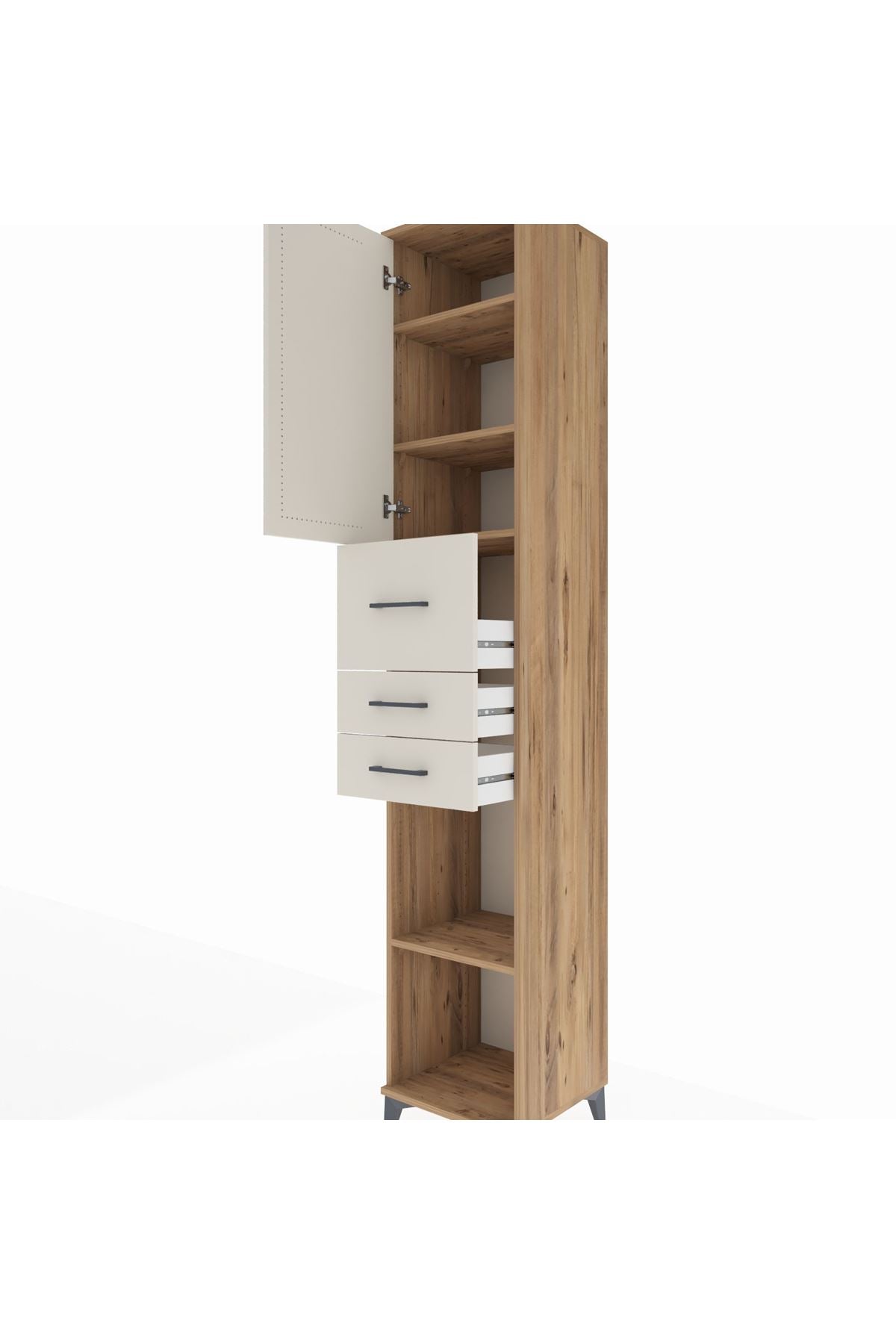 Hyperion Dolap 4 Raflı 3 Çekmeceli Tek Kapaklı 44x44x243 - S64M125V7B