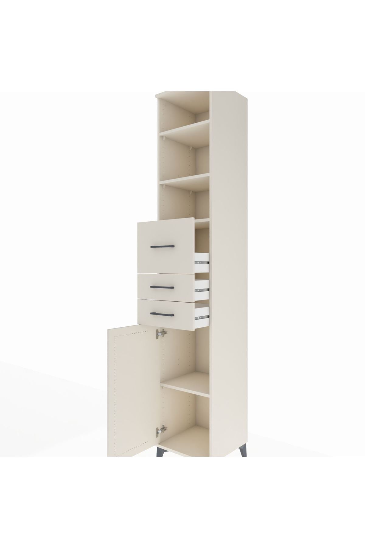Hyperion Dolap 4 Raflı 3 Çekmeceli Tek Kapaklı 44x44x243 - S64M126V1B