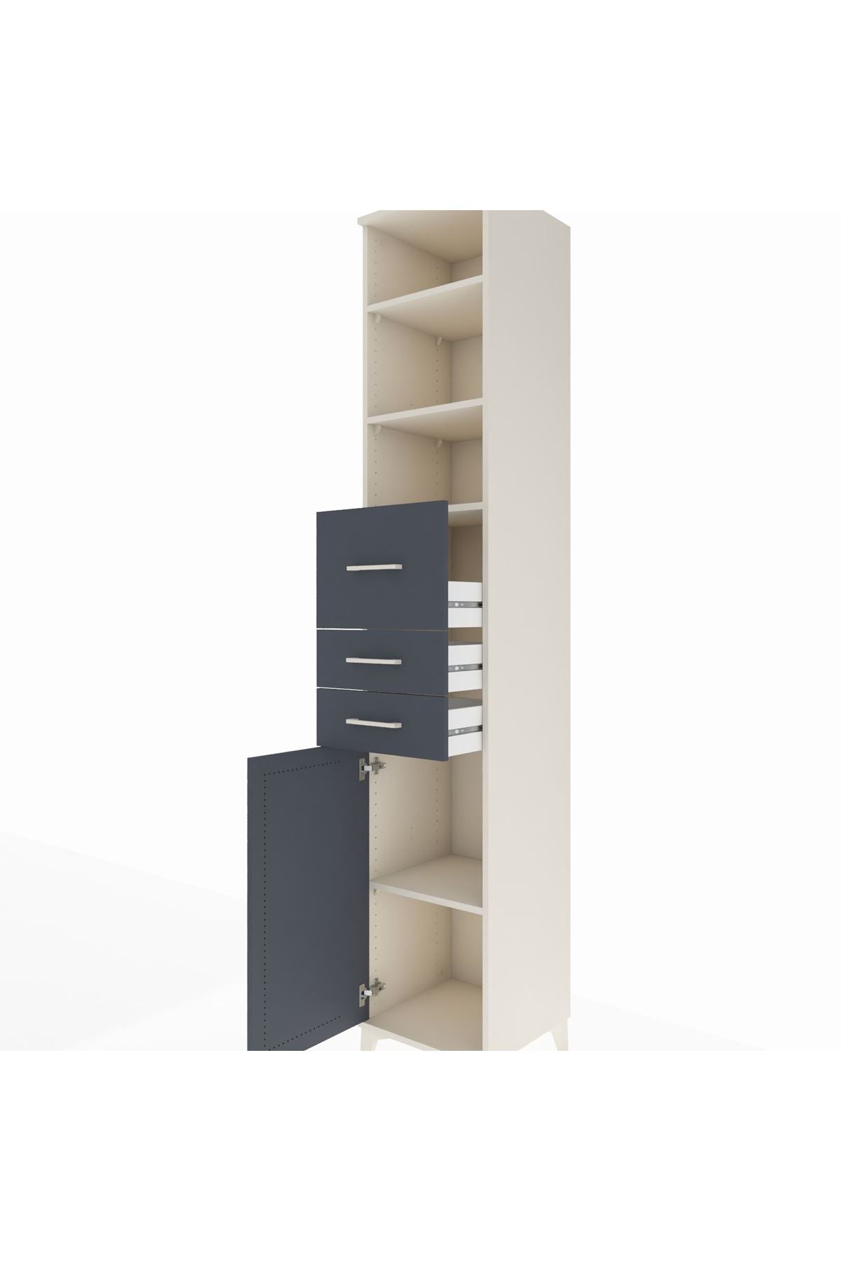 Hyperion Dolap 4 Raflı 3 Çekmeceli Tek Kapaklı 44x44x243 - S64M126V2B
