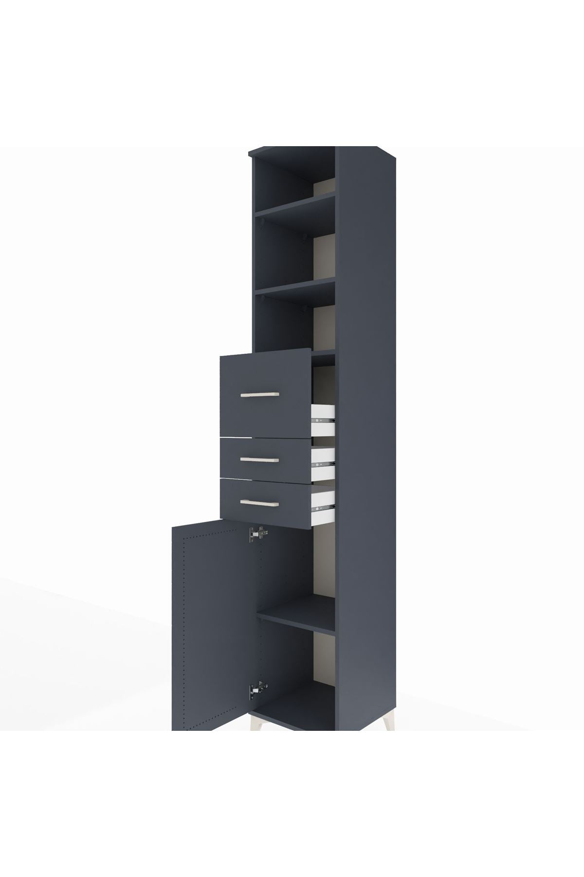 Hyperion Dolap 4 Raflı 3 Çekmeceli Tek Kapaklı 44x44x243 - S64M126V5B