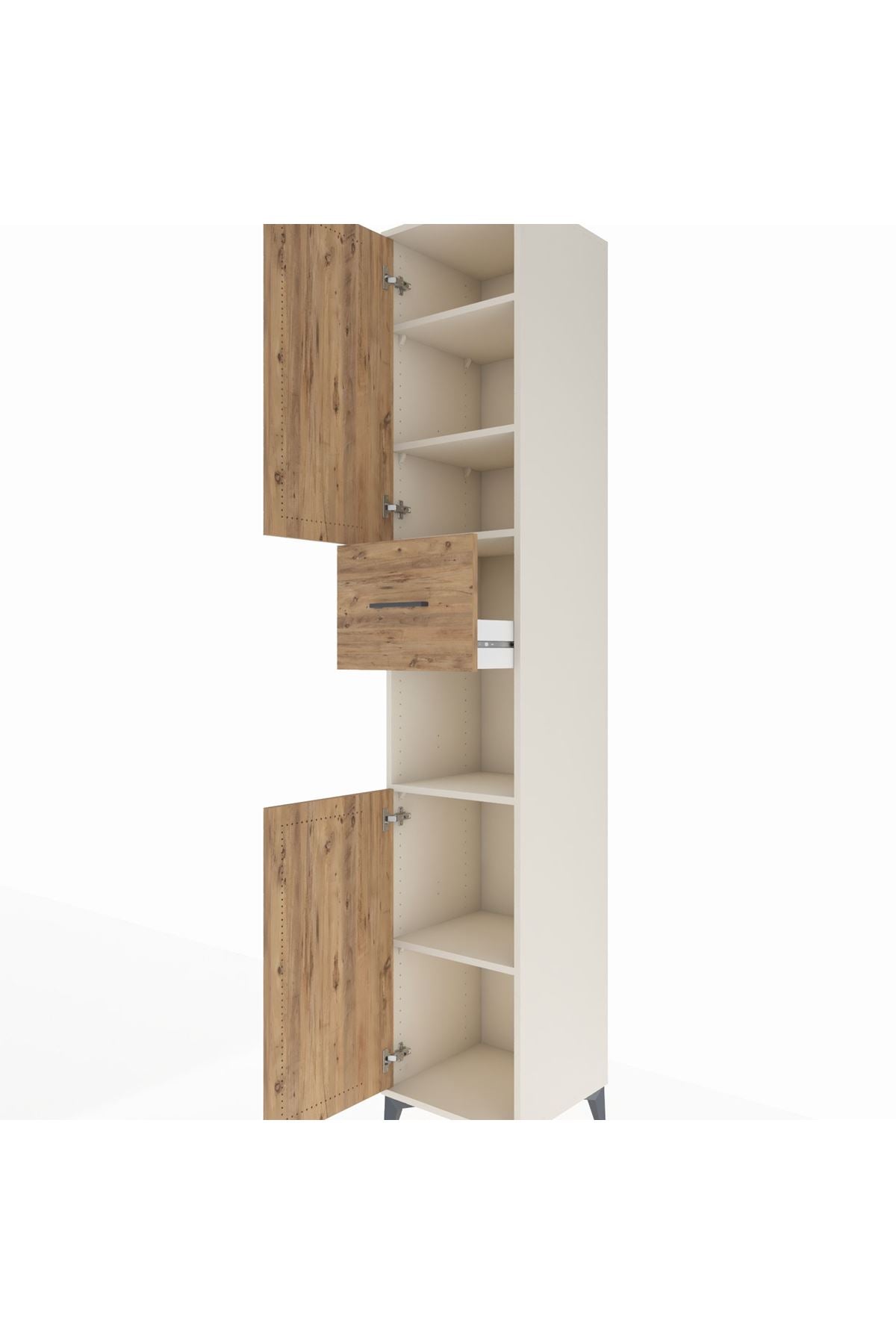 Hyperion Dolap 5 Raflı Tek Çekmeceli 2 Kapaklı 44x44x243 - S64M128V3B