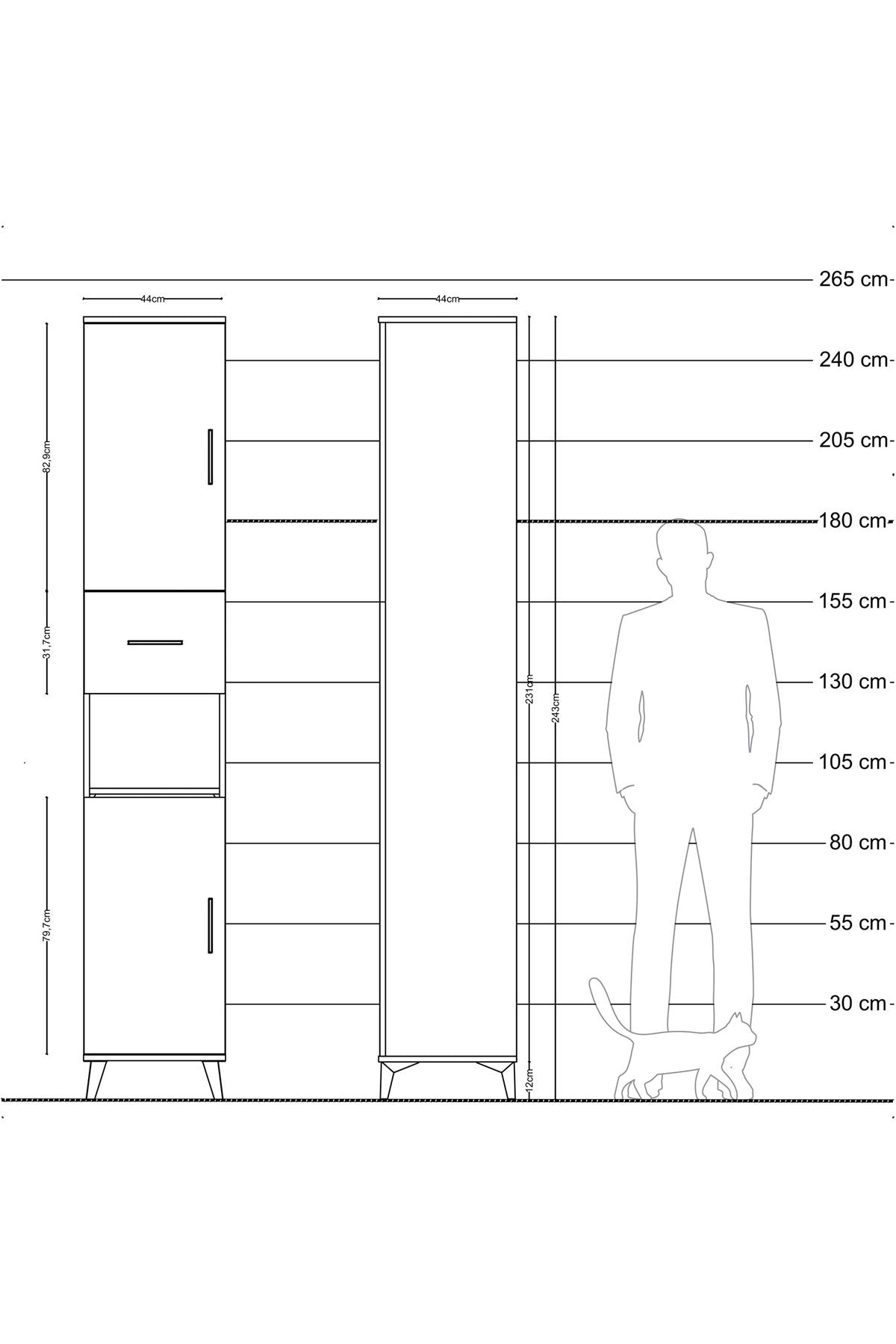 Hyperion Dolap 5 Raflı Tek Çekmeceli 2 Kapaklı 44x44x243 - S64M128V5B