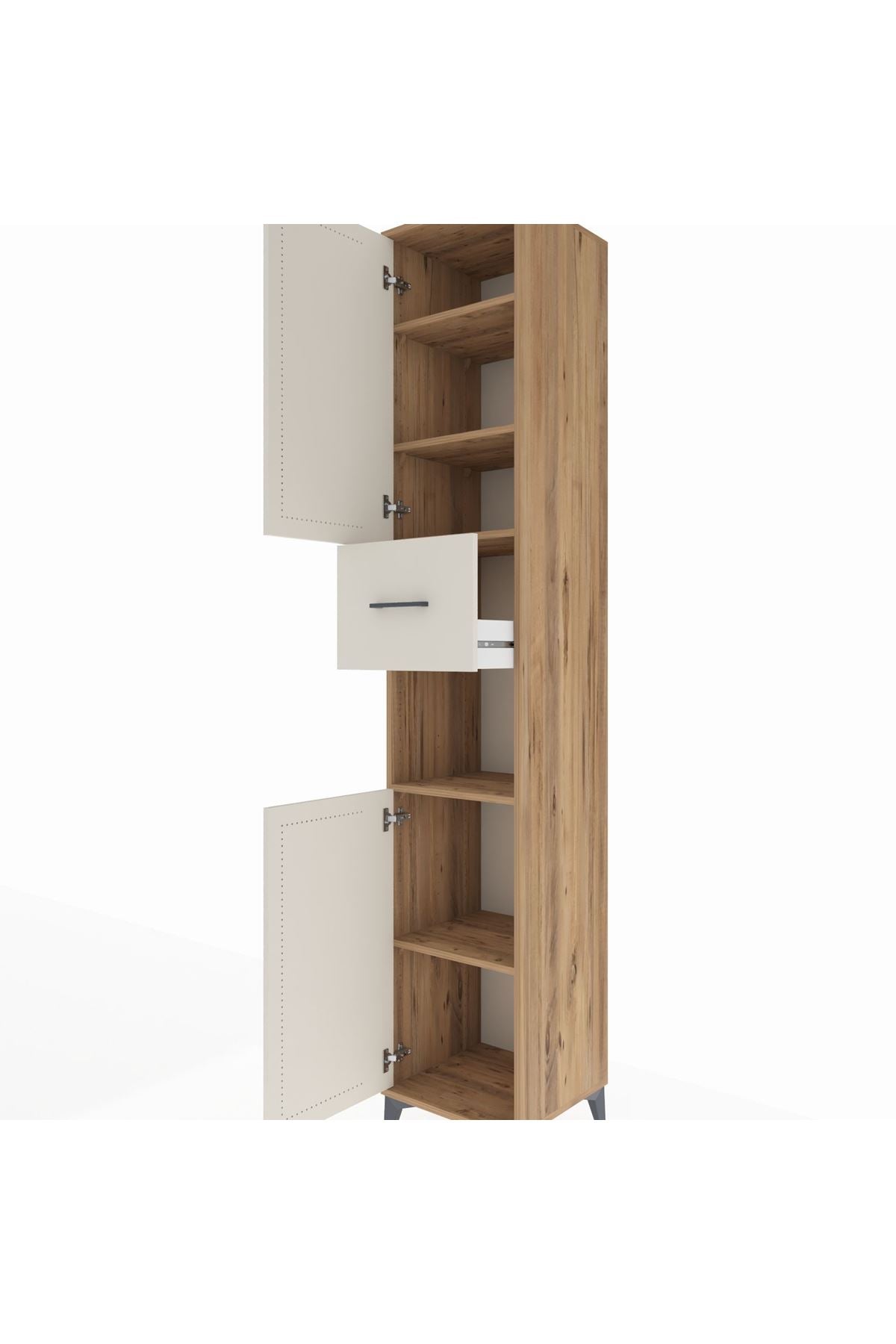 Hyperion Dolap 5 Raflı Tek Çekmeceli 2 Kapaklı 44x44x243 - S64M128V7B