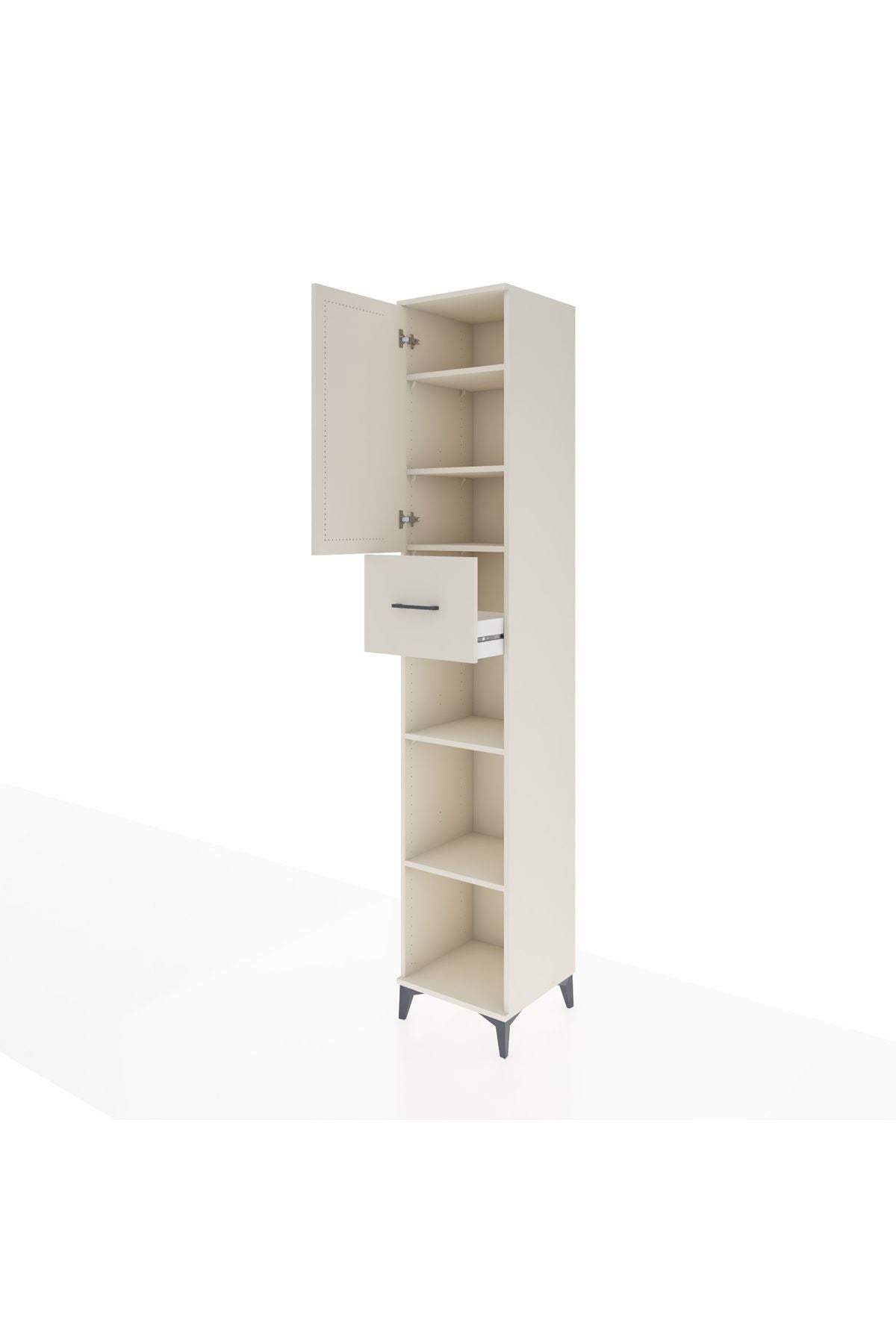 Hyperion Dolap 5 Raflı Tek Çekmeceli Tek Kapaklı 44x44x243 - S64M129V1B