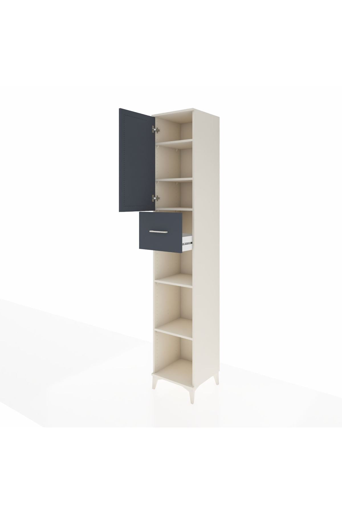 Hyperion Dolap 5 Raflı Tek Çekmeceli Tek Kapaklı 44x44x243 - S64M129V2B