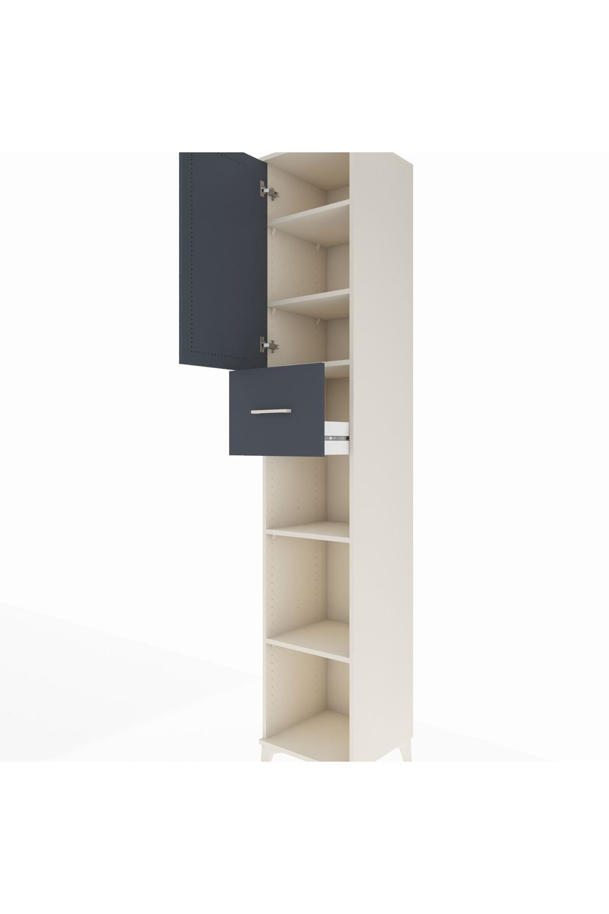 Hyperion Dolap 5 Raflı Tek Çekmeceli Tek Kapaklı 44x44x243 - S64M129V2B