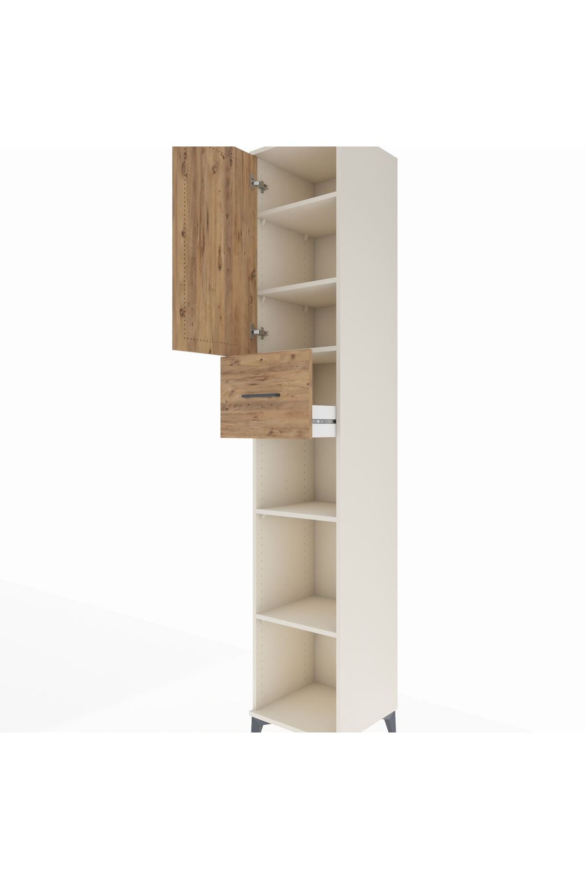 Hyperion Dolap 5 Raflı Tek Çekmeceli Tek Kapaklı 44x44x243 - S64M129V3B
