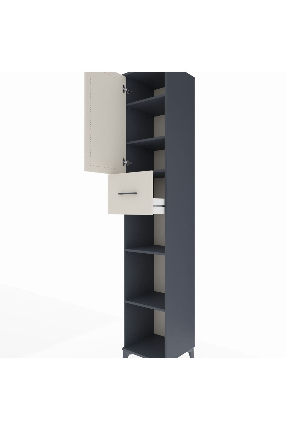 Hyperion Dolap 5 Raflı Tek Çekmeceli Tek Kapaklı 44x44x243 - S64M129V4B