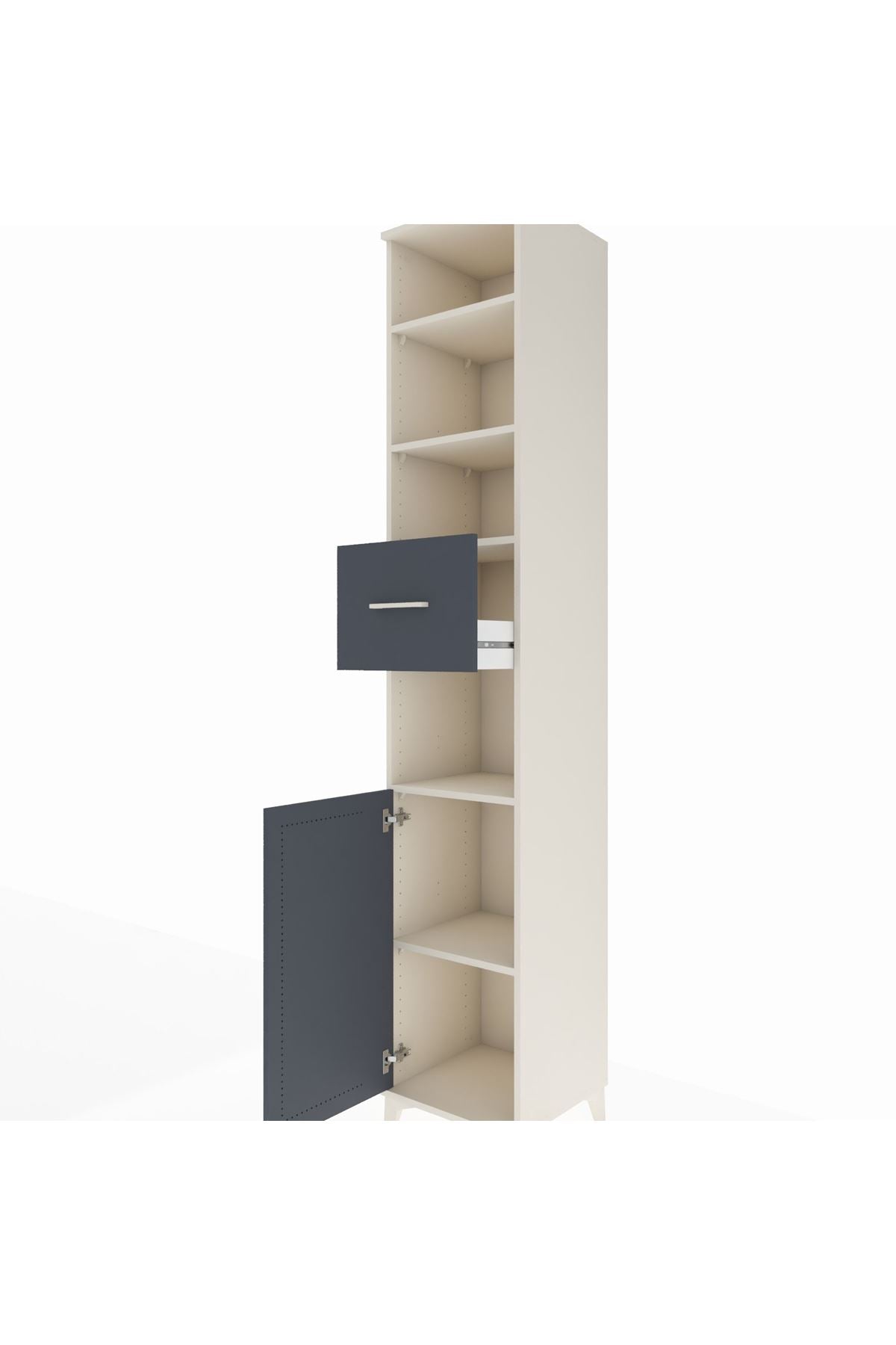 Hyperion Dolap 5 Raflı Tek Çekmeceli Tek Kapaklı 44x44x243 - S64M130V2B