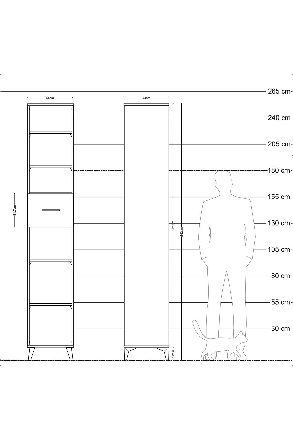 Hyperion Dolap 5 Raflı Tek Çekmeceli 44x44x243 - S64M131V7B