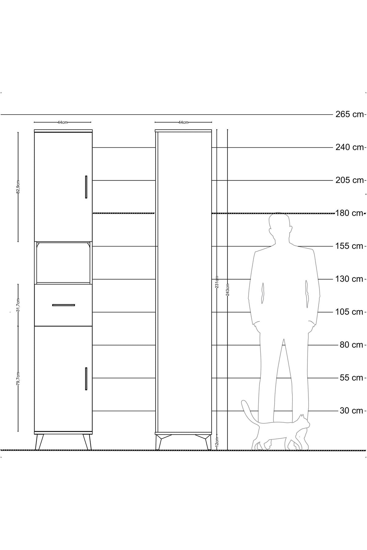 Hyperion Dolap 5 Raflı Tek Çekmeceli 2 Kapaklı 44x44x243 - S64M132V1B