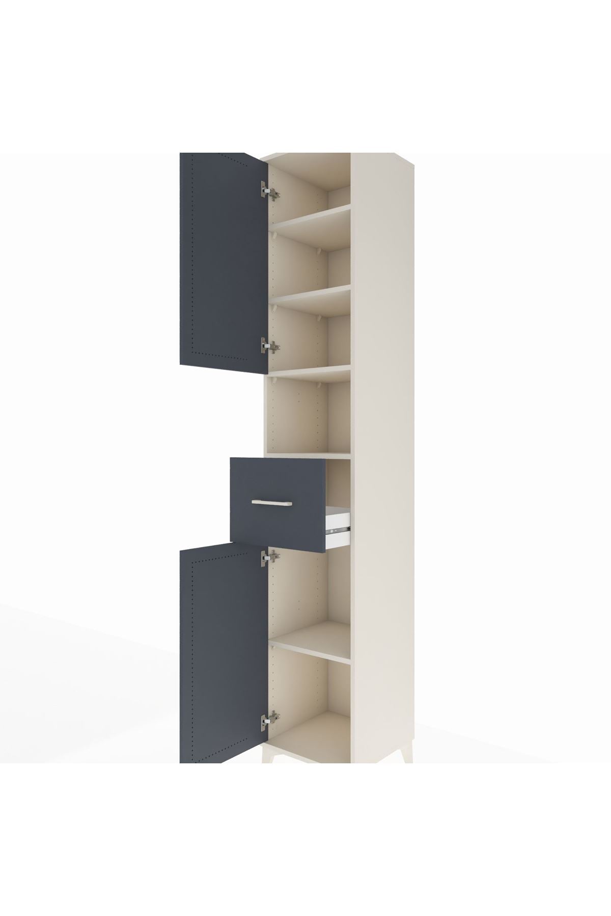 Hyperion Dolap 5 Raflı Tek Çekmeceli 2 Kapaklı 44x44x243 - S64M132V2B