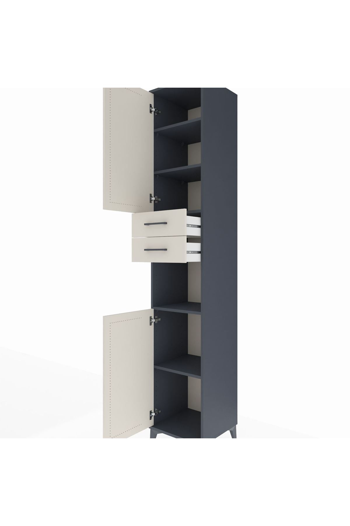 Hyperion Dolap 5 Raflı 2 Çekmeceli 2 Kapaklı 44x44x243 - S64M136V4B