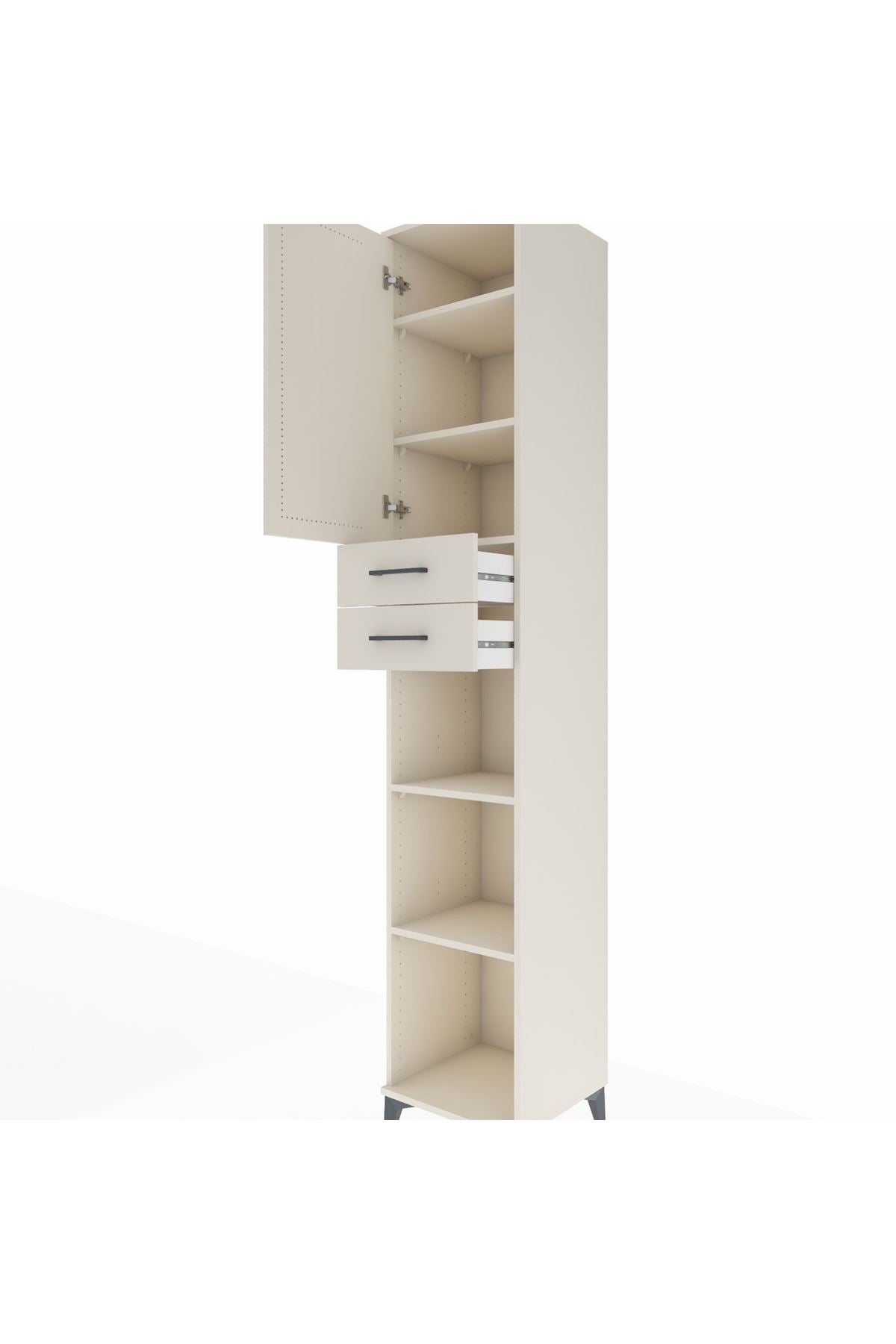 Hyperion Dolap 5 Raflı 2 Çekmeceli Tek Kapaklı 44x44x243 - S64M137V1B