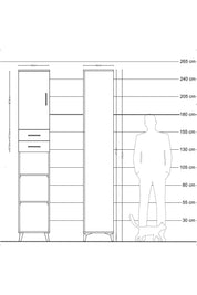 Hyperion Dolap 5 Raflı 2 Çekmeceli Tek Kapaklı 44x44x243 - S64M137V2B