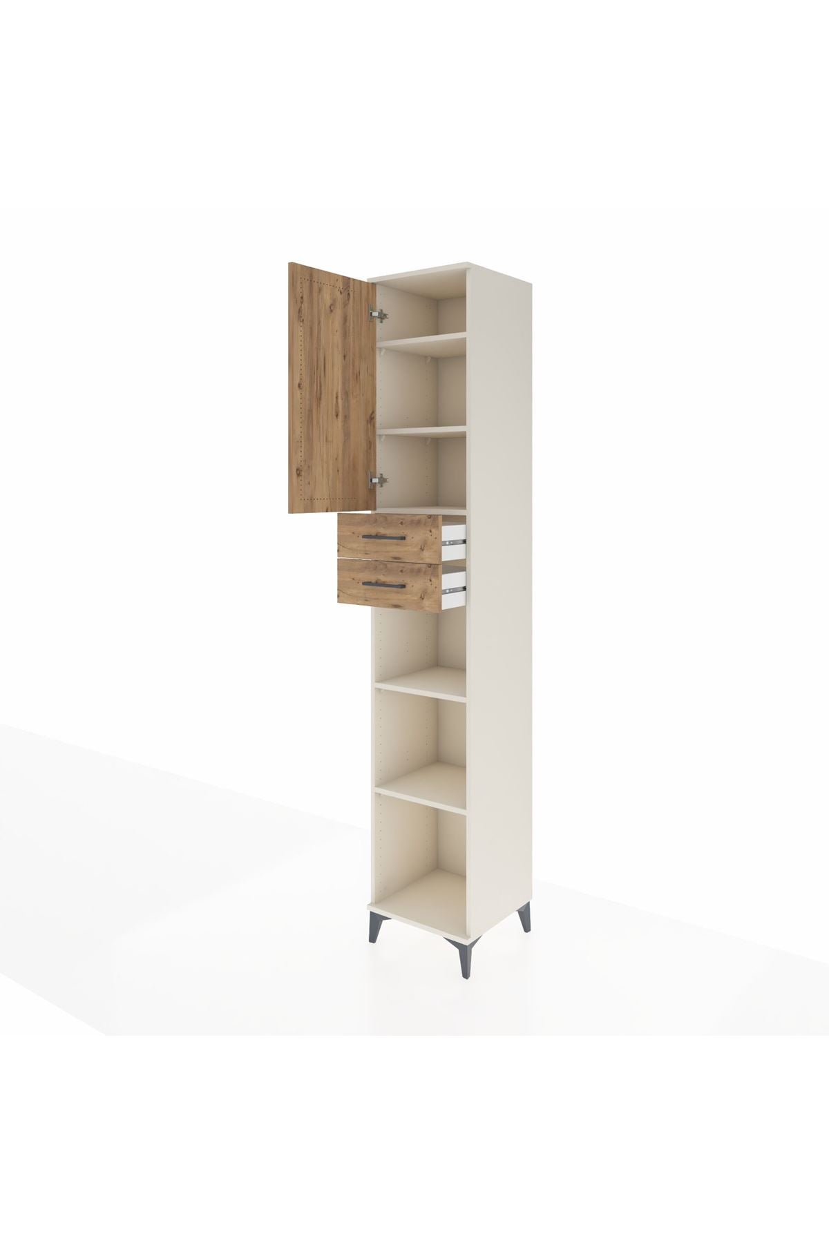 Hyperion Dolap 5 Raflı 2 Çekmeceli Tek Kapaklı 44x44x243 - S64M137V3B