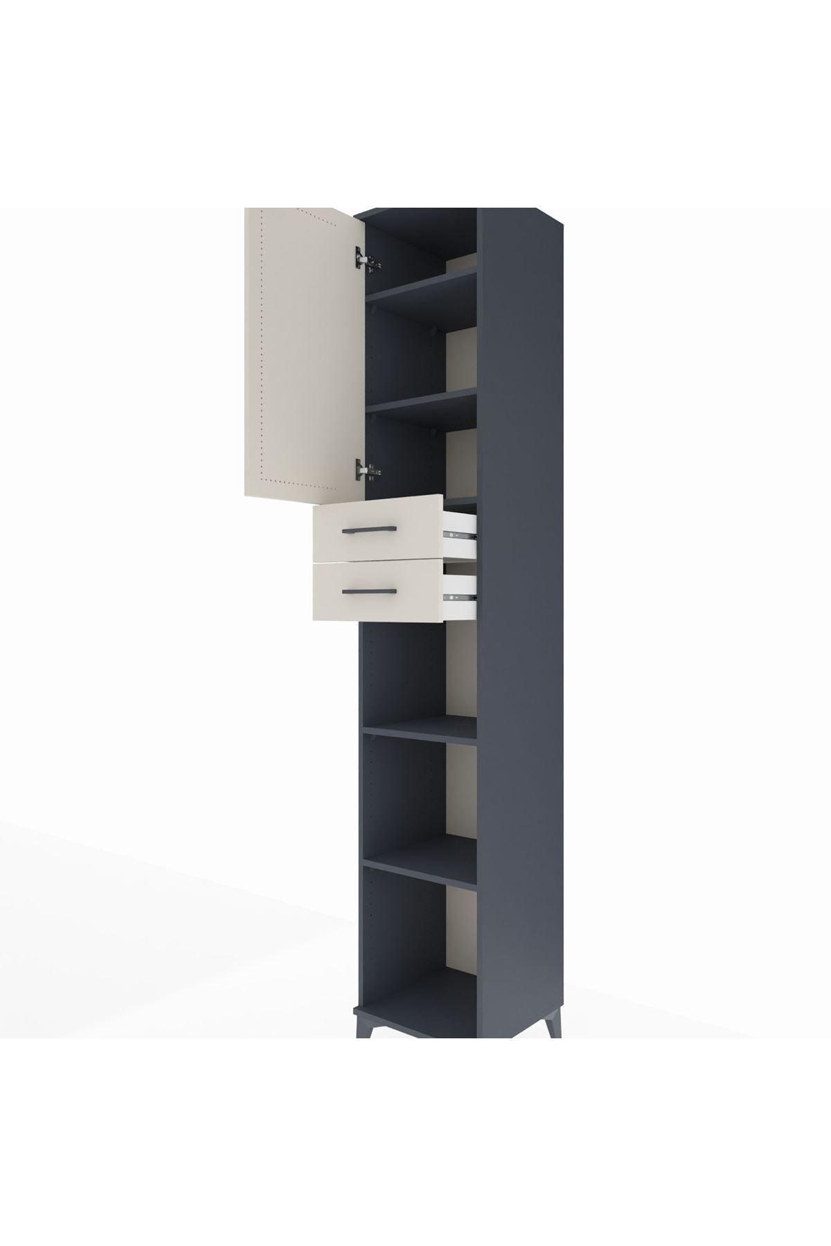 Hyperion Dolap 5 Raflı 2 Çekmeceli Tek Kapaklı 44x44x243 - S64M137V4B