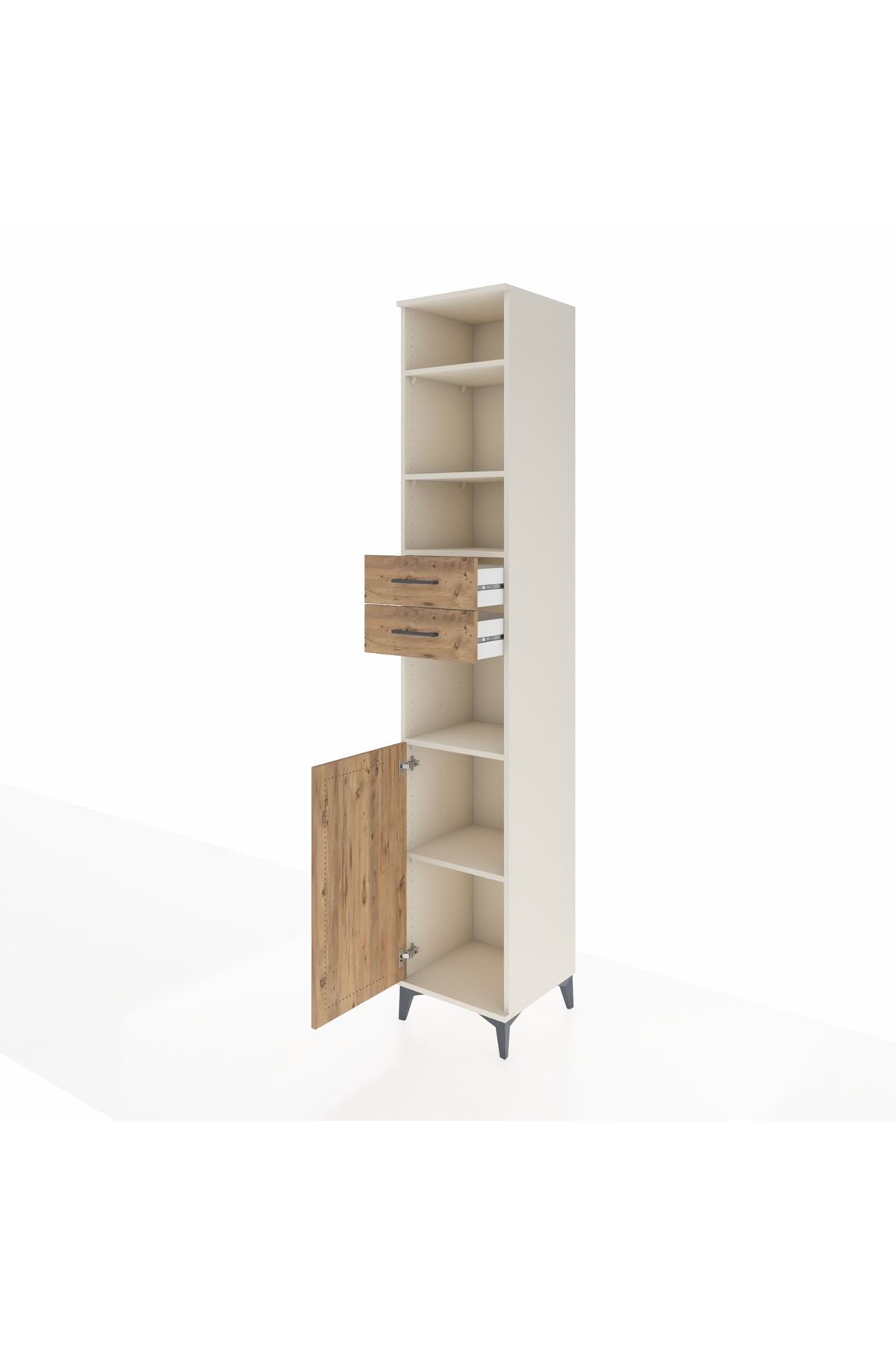 Hyperion Dolap 5 Raflı 2 Çekmeceli Tek Kapaklı 44x44x243 - S64M138V3B