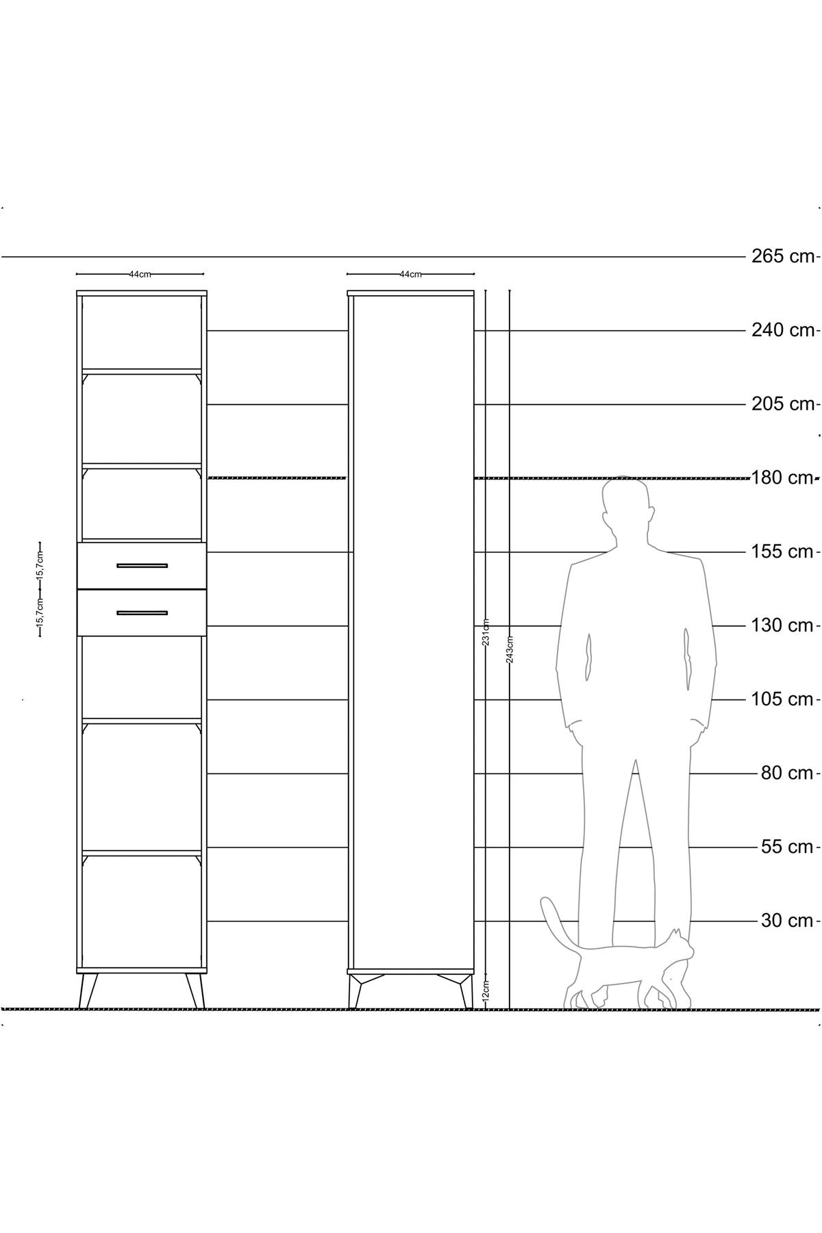 Hyperion Dolap 5 Raflı 2 Çekmeceli 44x44x243 - S64M139V4B
