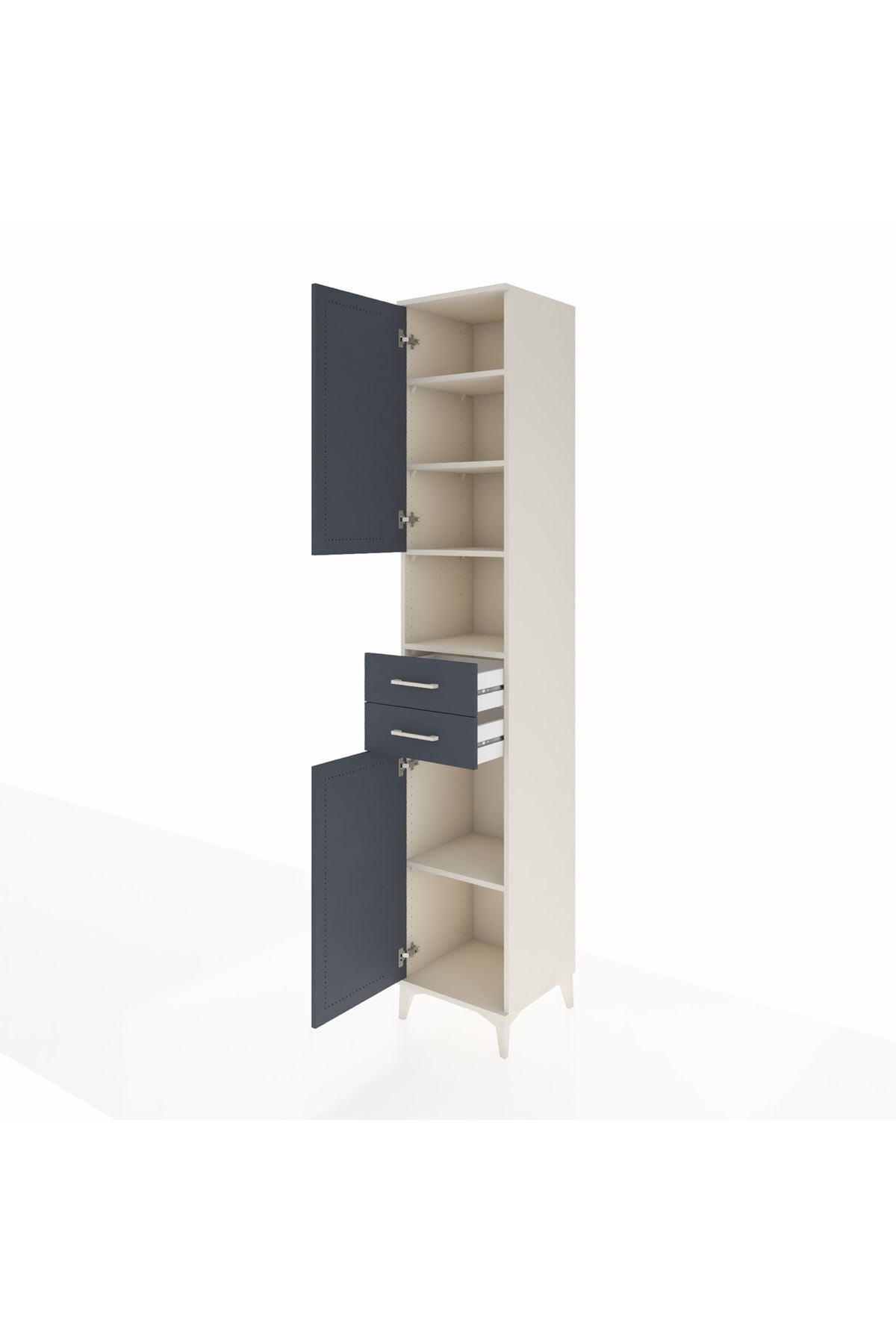 Hyperion Dolap 5 Raflı 2 Çekmeceli 2 Kapaklı 44x44x243 - S64M140V2B