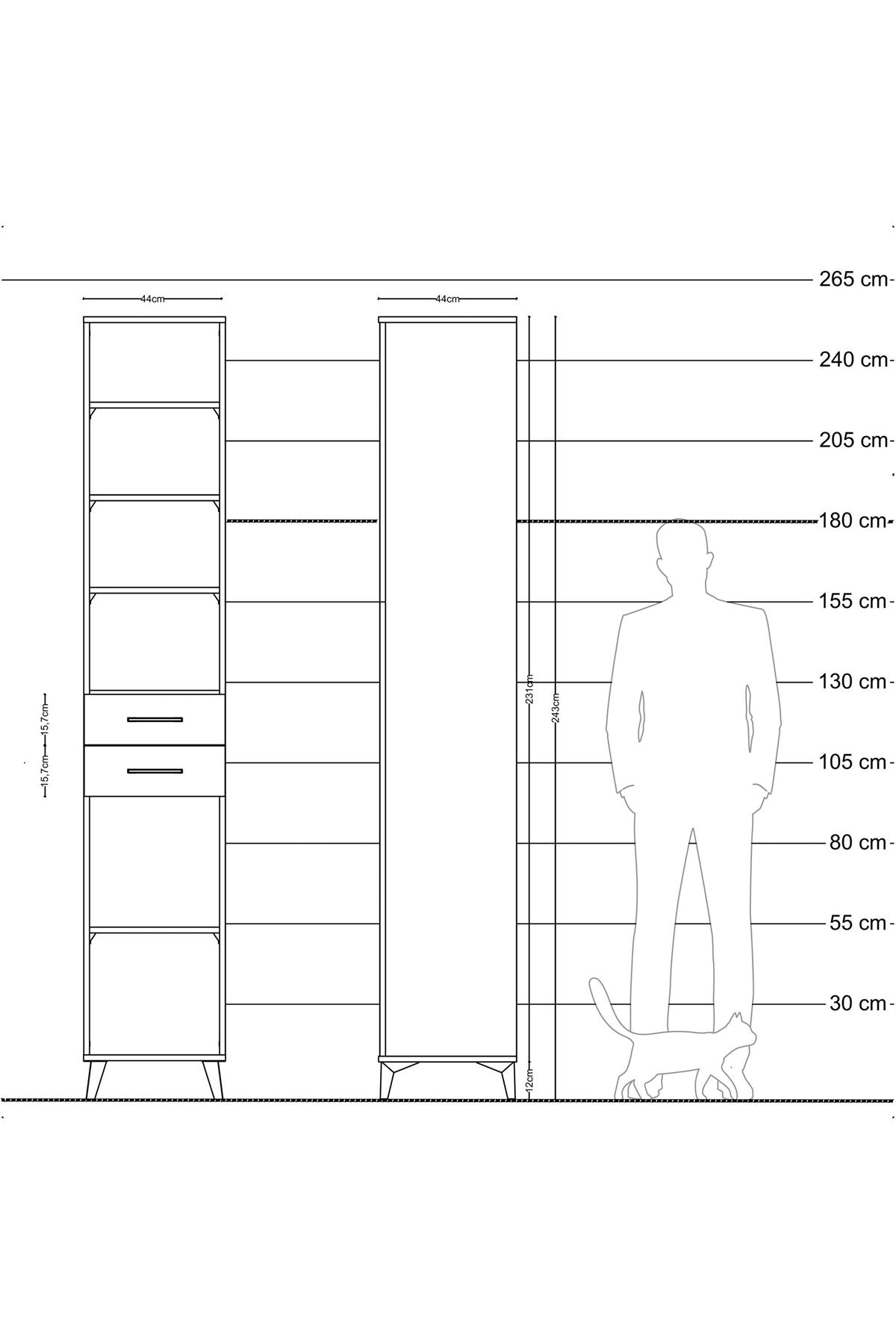Hyperion Dolap 5 Raflı 2 Çekmeceli 44x44x243 - S64M143V5B