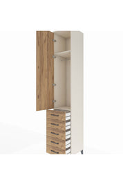 Hyperion Dolap 2 Raflı 5 Çekmeceli Tek Askılı 44x44x243 - S64M144V3B