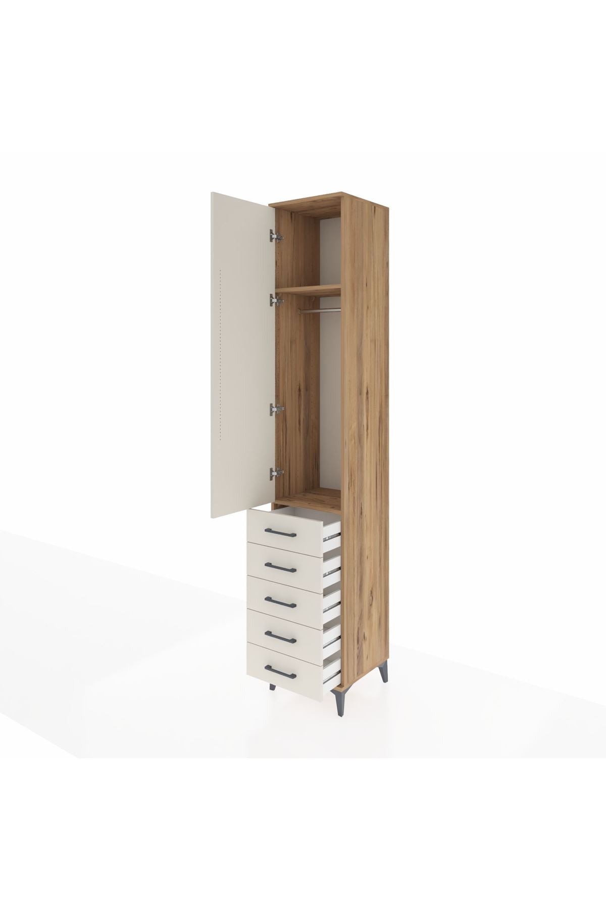 Hyperion Dolap 2 Raflı 5 Çekmeceli Tek Askılı 44x44x243 - S64M144V7B