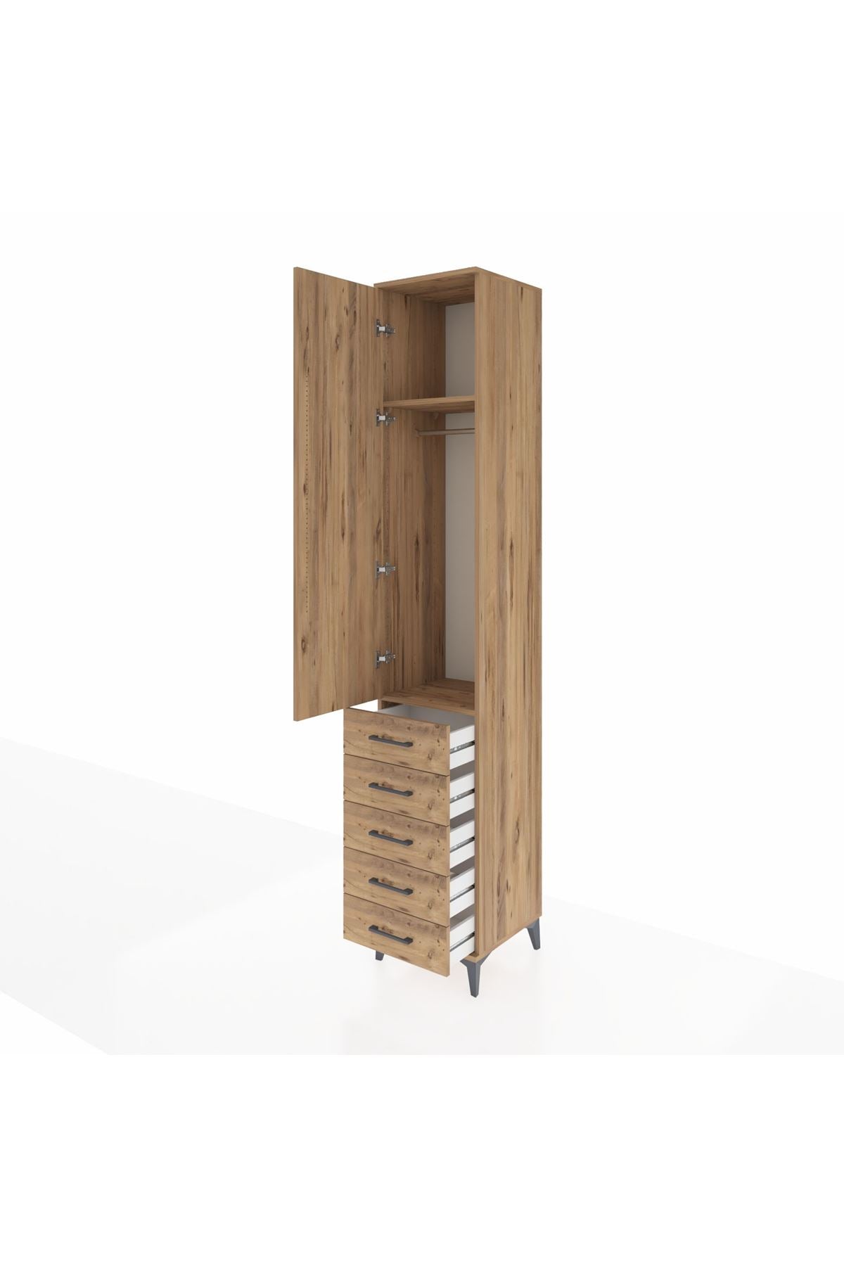 Hyperion Dolap 2 Raflı 5 Çekmeceli Tek Askılı 44x44x243 - S64M144V9B