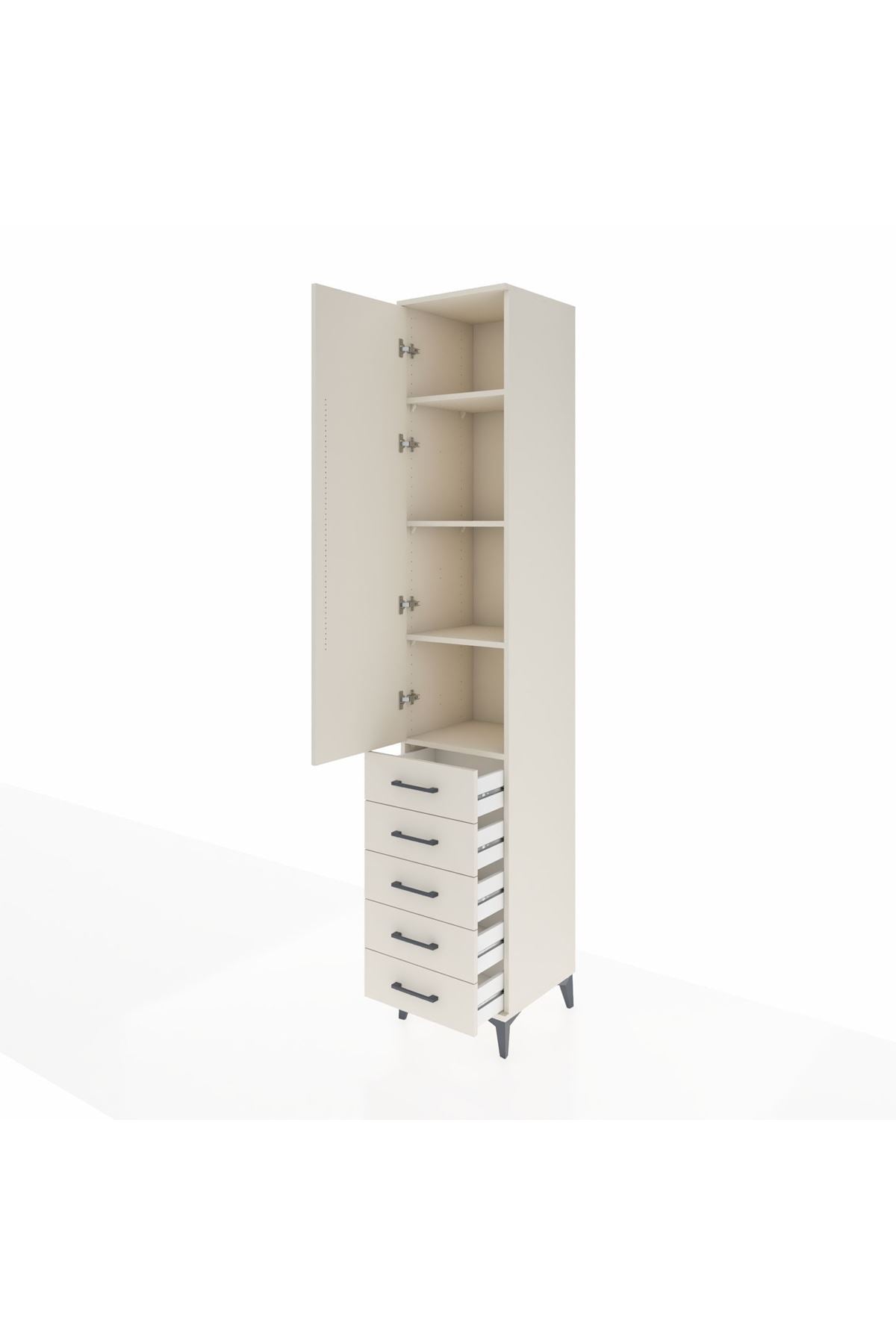 Hyperion Dolap 4 Raflı 5 Çekmeceli Tek Kapaklı 44x44x243 - S64M145V1B