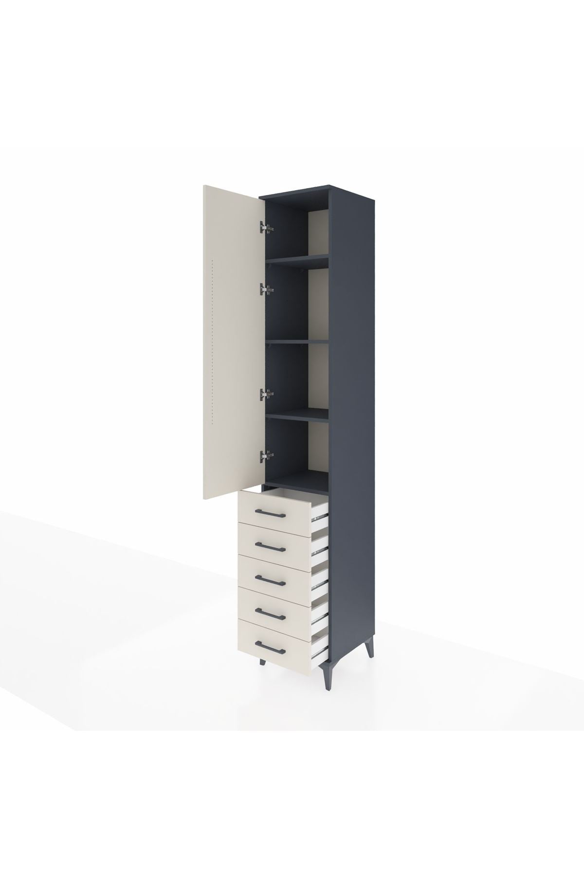 Hyperion Dolap 4 Raflı 5 Çekmeceli Tek Kapaklı 44x44x243 - S64M145V4B