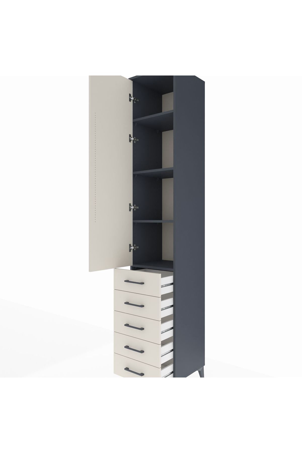 Hyperion Dolap 4 Raflı 5 Çekmeceli Tek Kapaklı 44x44x243 - S64M145V4B