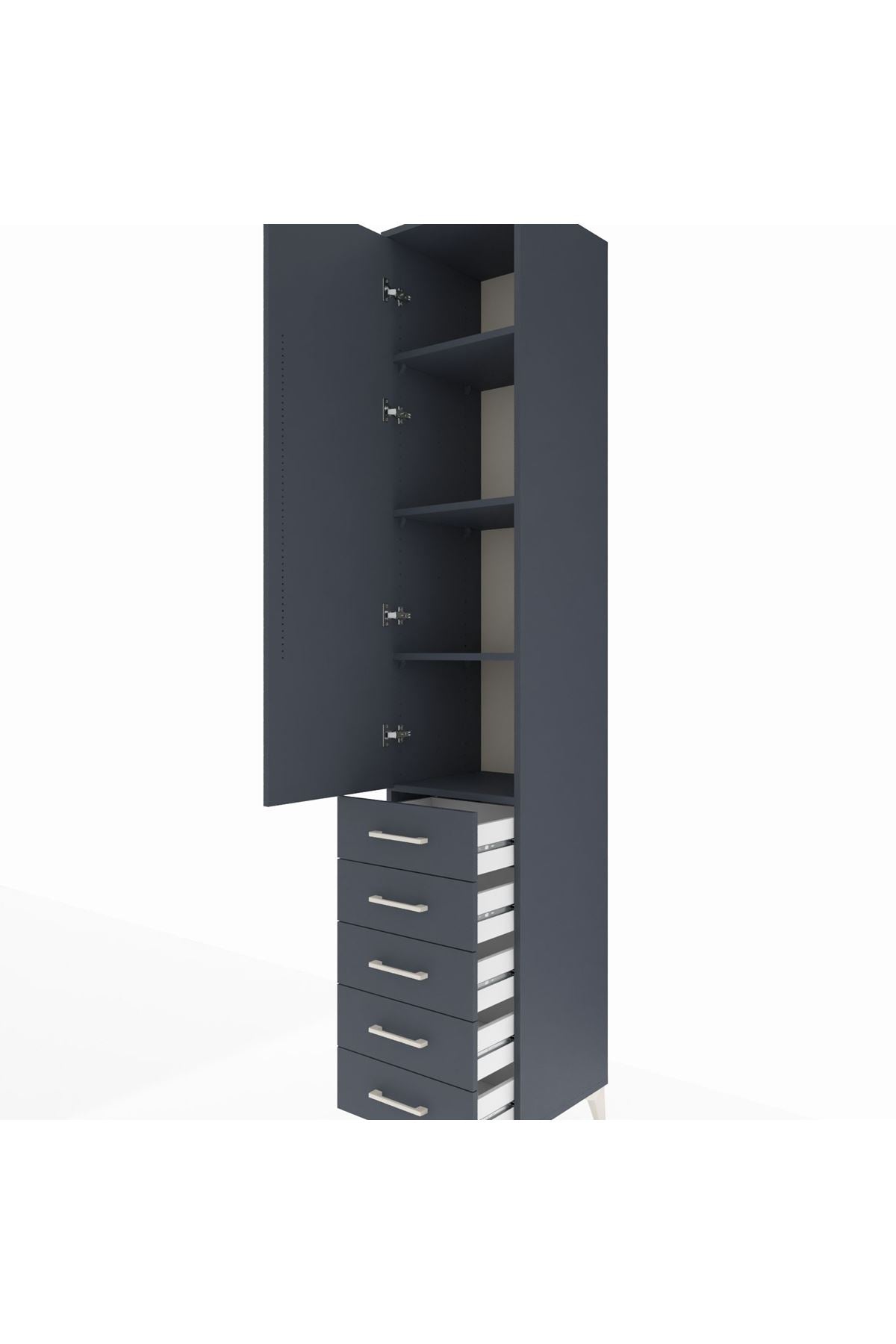 Hyperion Dolap 4 Raflı 5 Çekmeceli Tek Kapaklı 44x44x243 - S64M145V5B