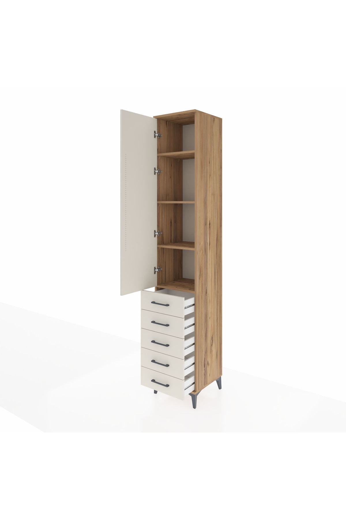 Hyperion Dolap 4 Raflı 5 Çekmeceli Tek Kapaklı 44x44x243 - S64M145V7B