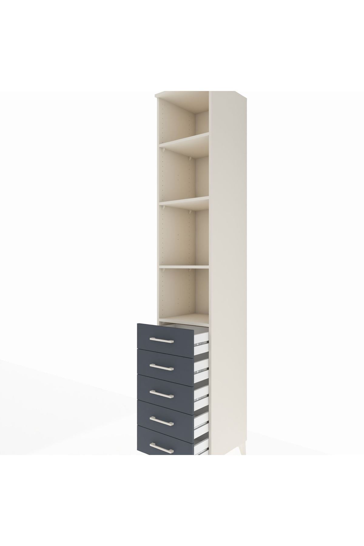 Hyperion Dolap 4 Raflı 5 Çekmeceli 44x44x243 - S64M146V2B